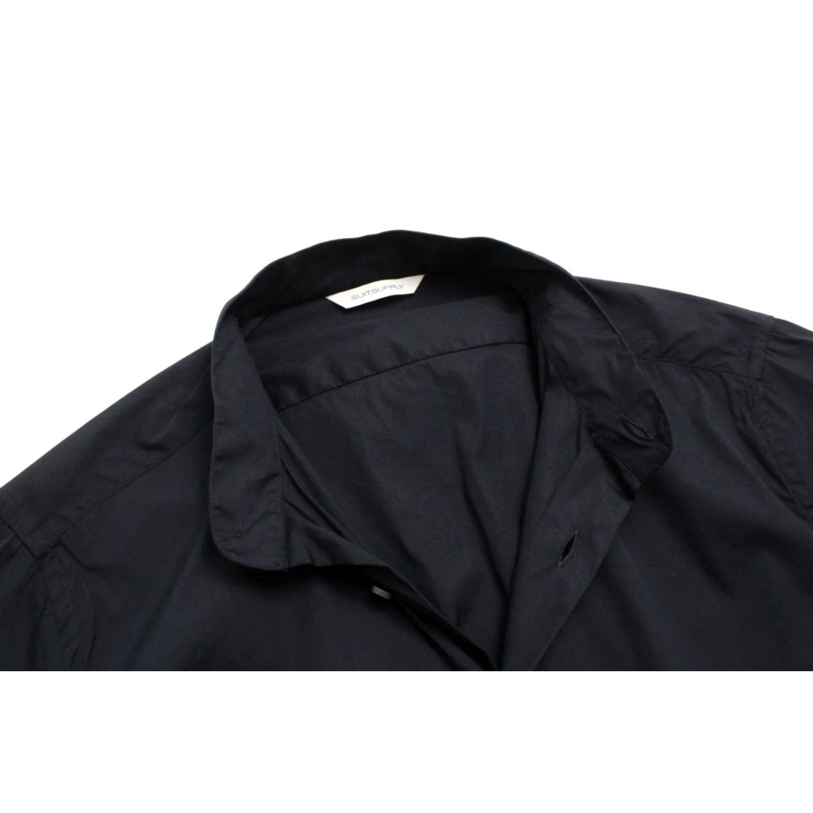 Suitsupply Suitsupply Slim Fit Shirt Men's XL Black Mock Neck Button Up Cotton Blend Shirt Size US XL / EU 56 / 4 - 4 Thumbnail