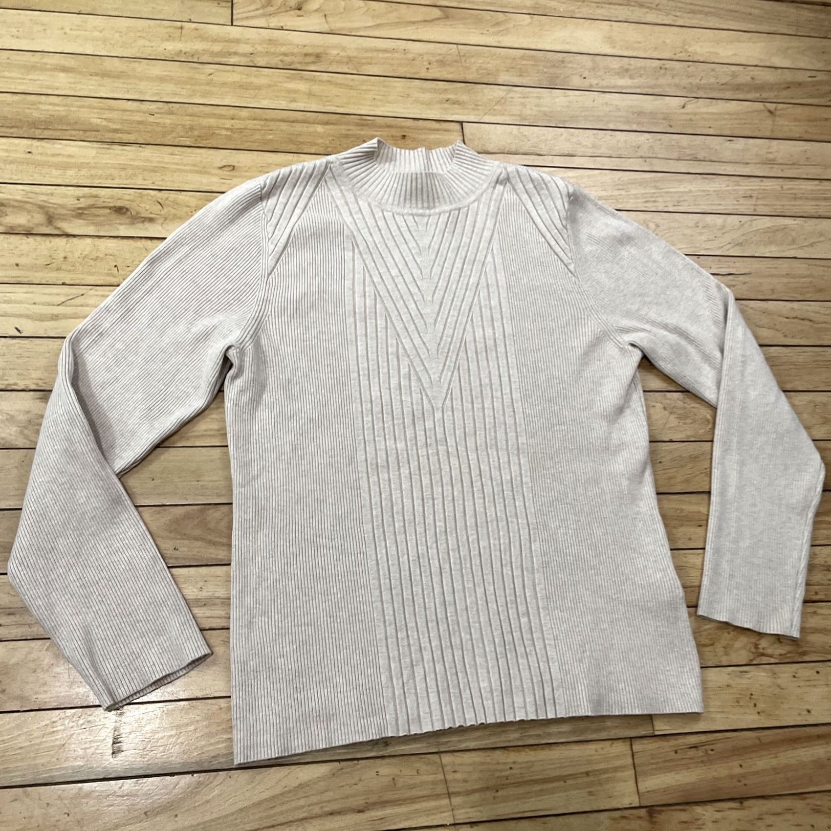 Vintage INC International Concepts Sweater Women 2XL Tan Boho Western Preppy Mock Neck Pullover Knit Stretch Size 2XL Womens Size XXL / US 16-18 / IT 52-54 - 2 Thumbnail