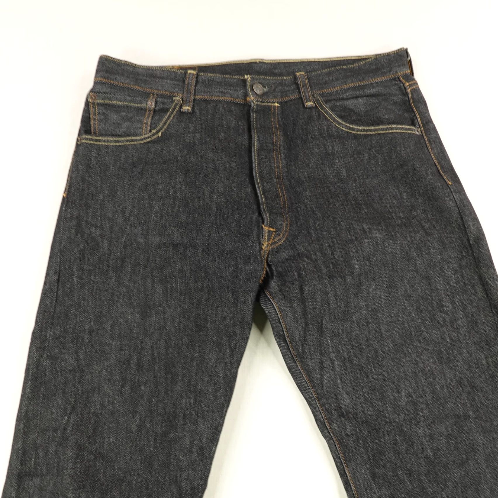 Levi's VINTAGE Levi's Jeans Mens 34x30 Cotton Denim 501 Straight Dark Wash Button Fly Black Classic Size US 35 - 2 Thumbnail