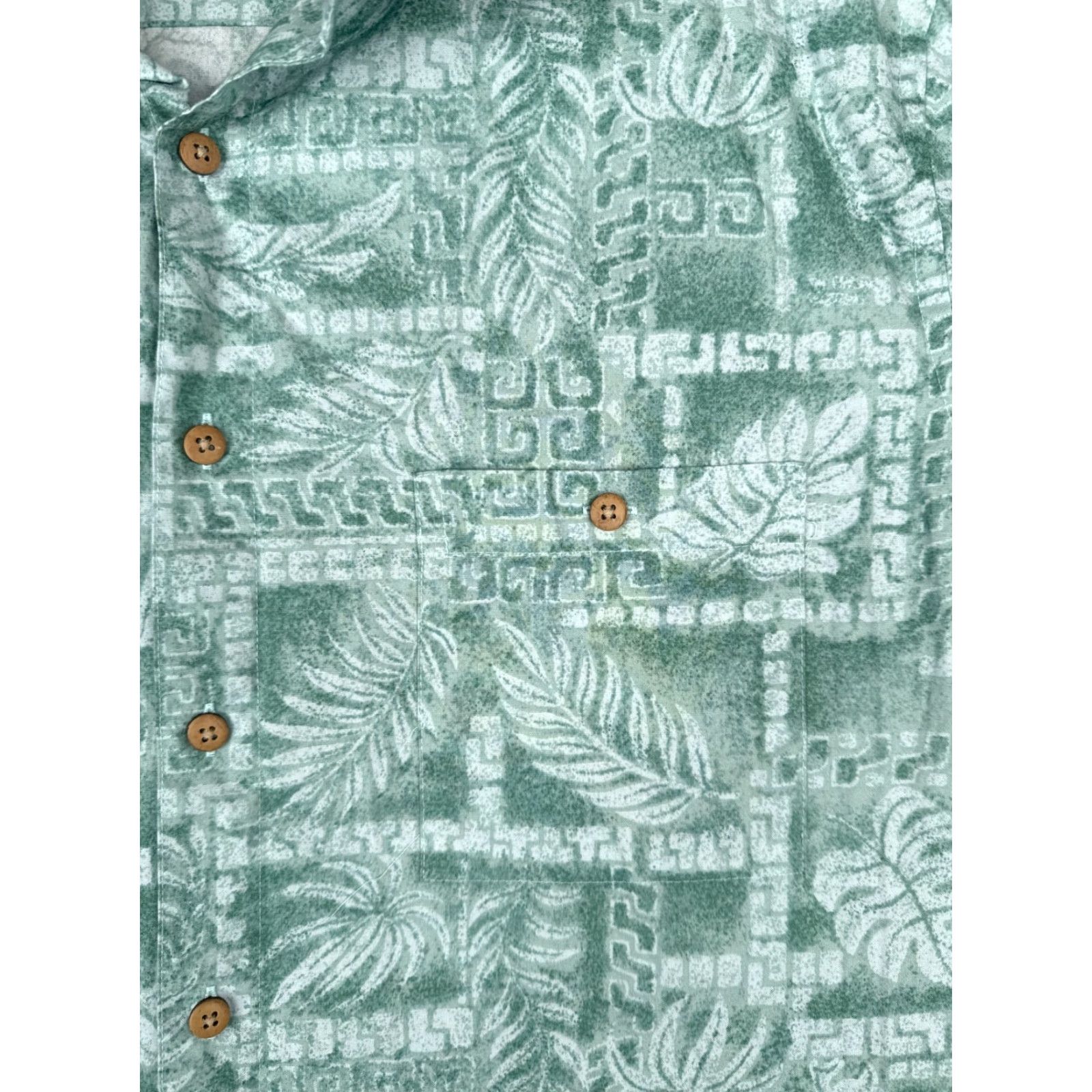 Vintage Campia Shirt Men Large Green Hawaiian Floral Leaf Button Up 100% Cotton Size US L / EU 52-54 / 3 - 6 Thumbnail