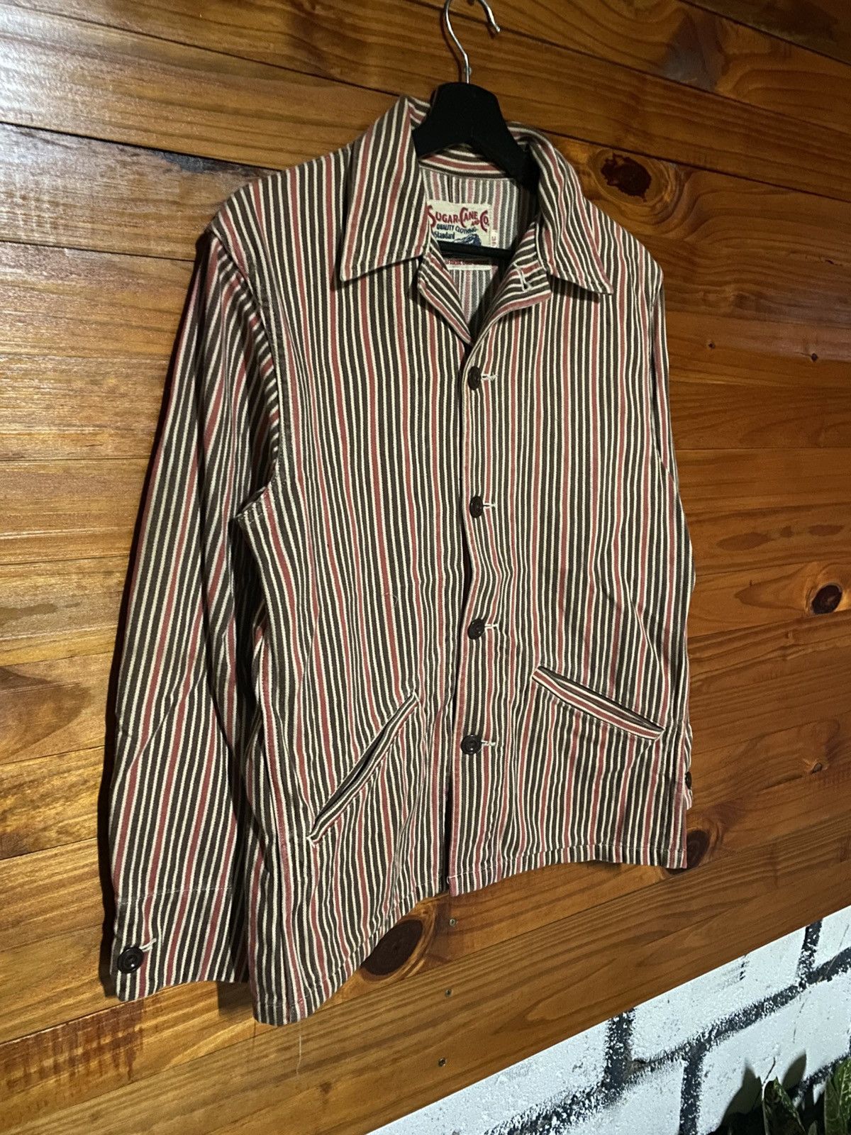 Sugar Cane Vintage-Style Sugar Cane & Co. Striped Work Jacket – SC07720 Size US S / EU 44-46 / 1 - 5 Thumbnail