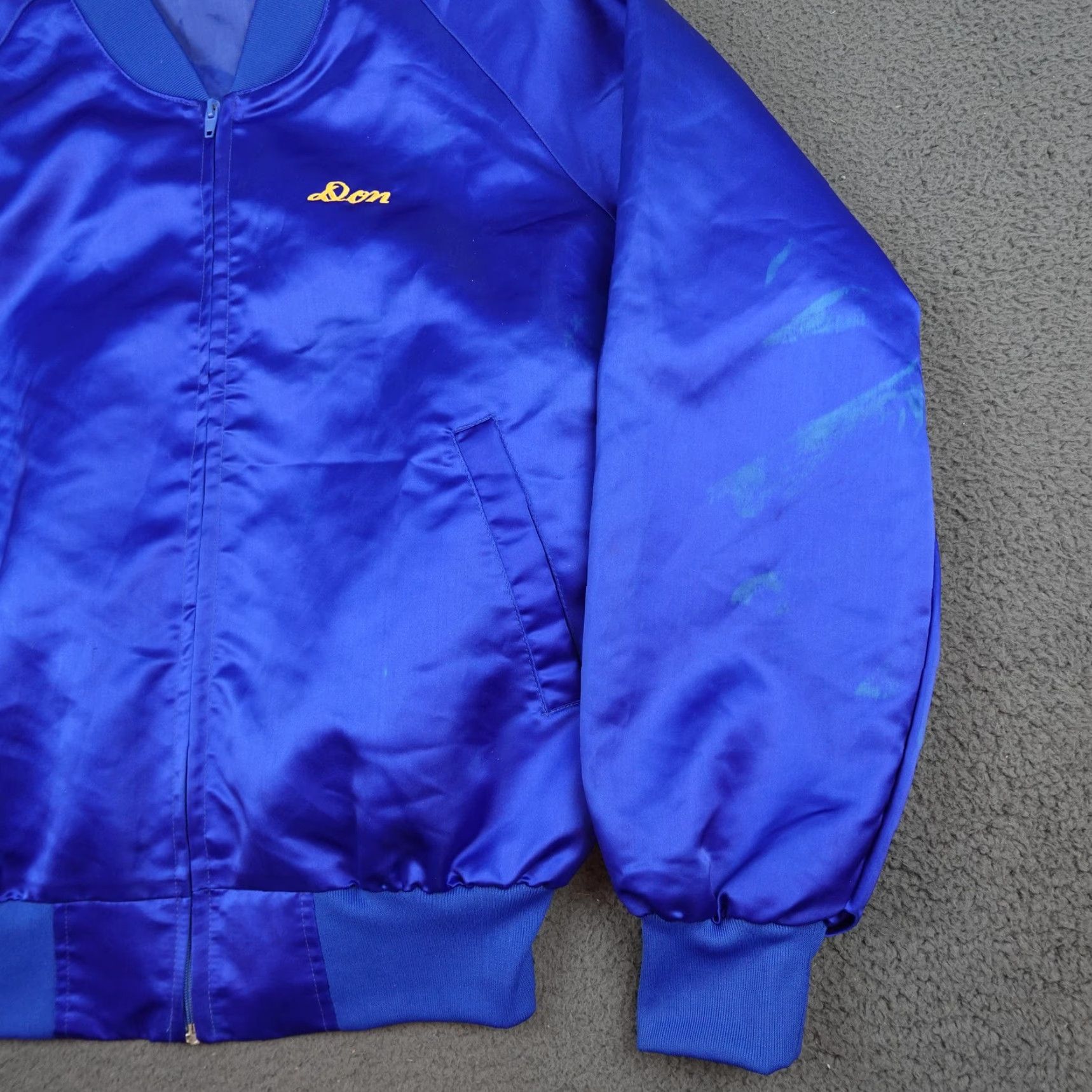 Vintage VINTAGE Korea Souvenir Jacket Mens Large Blue Satin Embroidered Zip Bomber Don Size US L / EU 52-54 / 3 - 3 Thumbnail