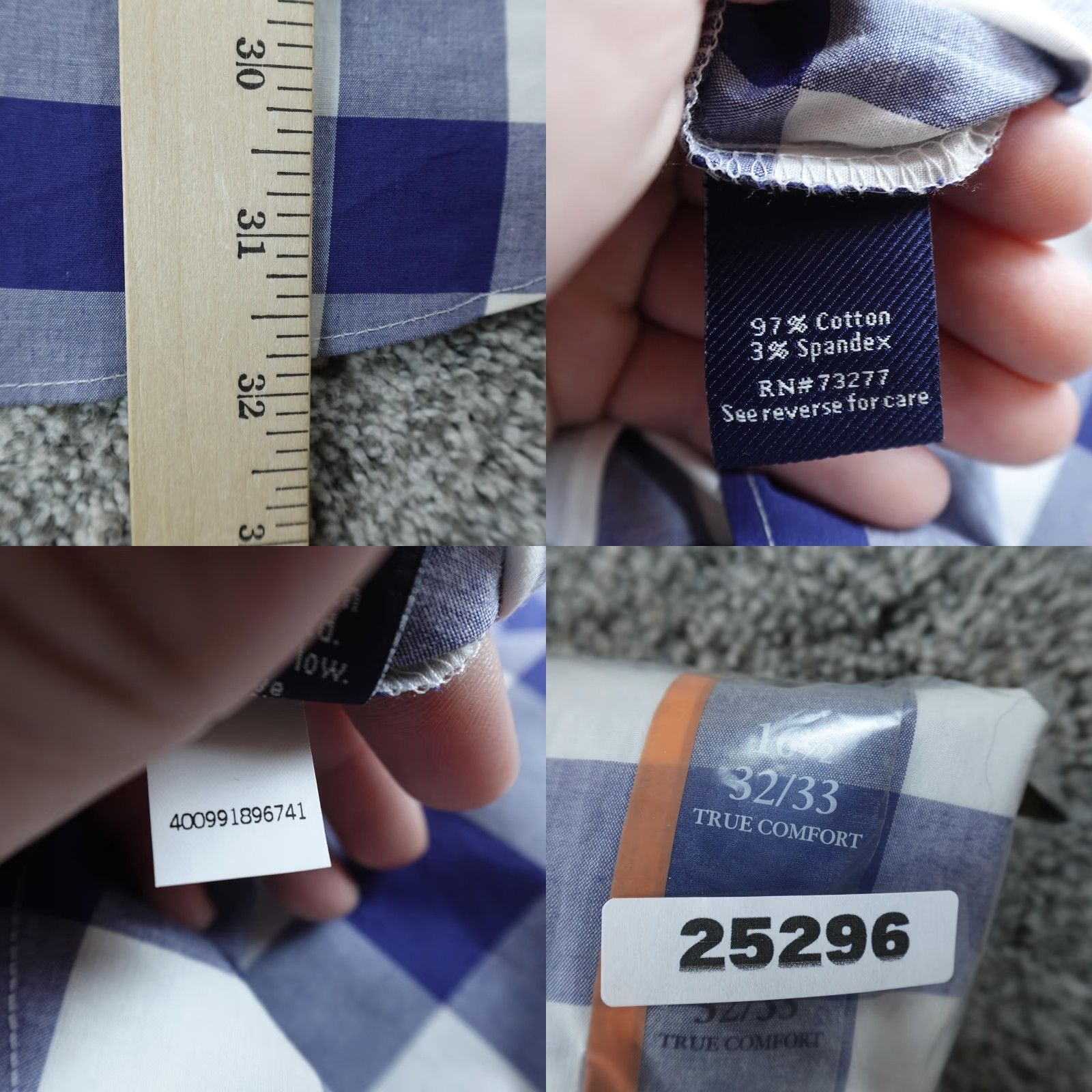 Croft & Barrow Croft & Barrow Shirt Mens 16.5 32/33 Blue Dress Shirt Slim Stretch Gingham Long Sleeve Button Up Size 46R - 8 Thumbnail