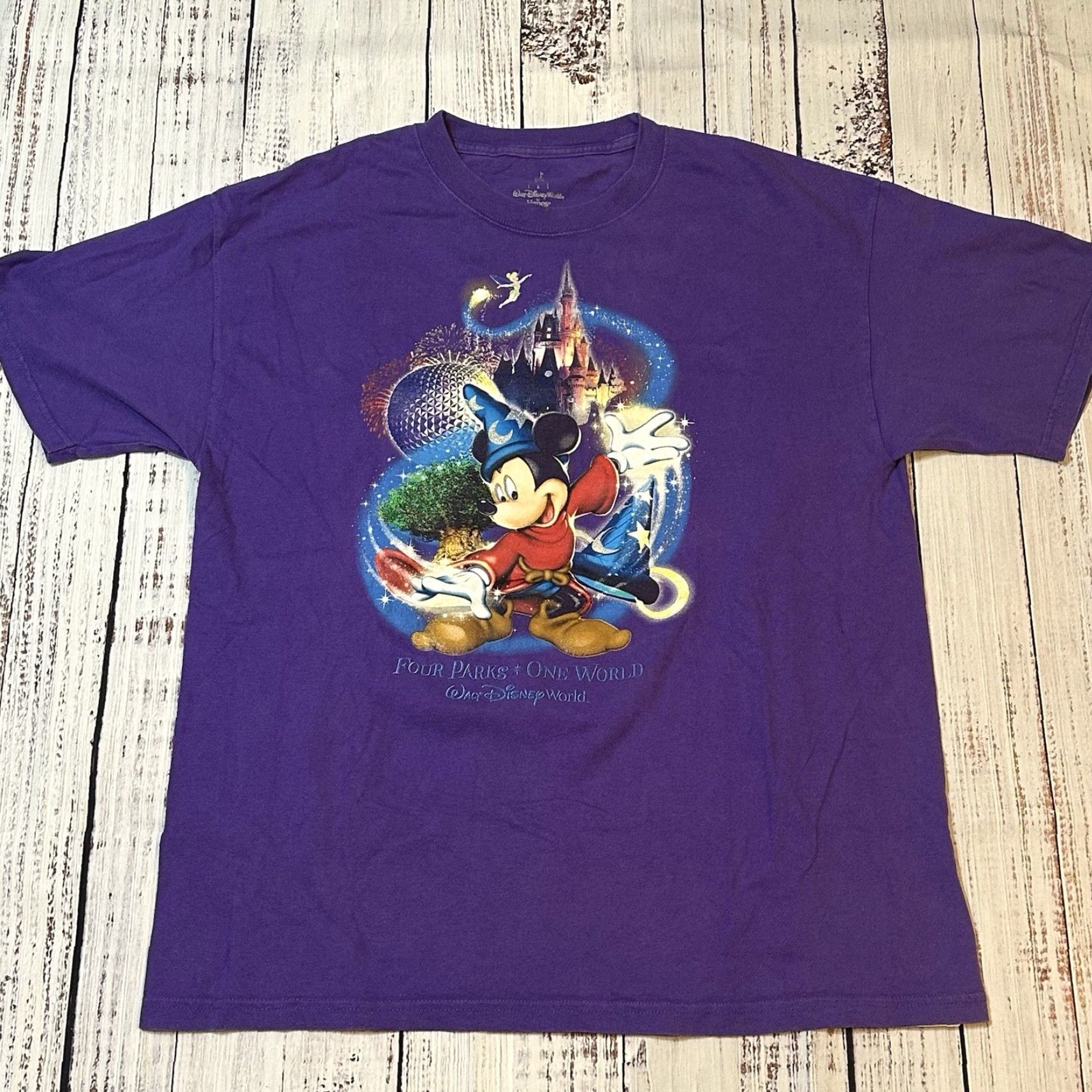 Hanes Hanes Walt Disney World Mickey Mouse Wizard Cotton Tee Four Parks One World Lg Shirt Men Multicolor Disney Parks Tee Wizard Mickey 90s? Size US L / EU 52-54 / 3 - 2 Thumbnail