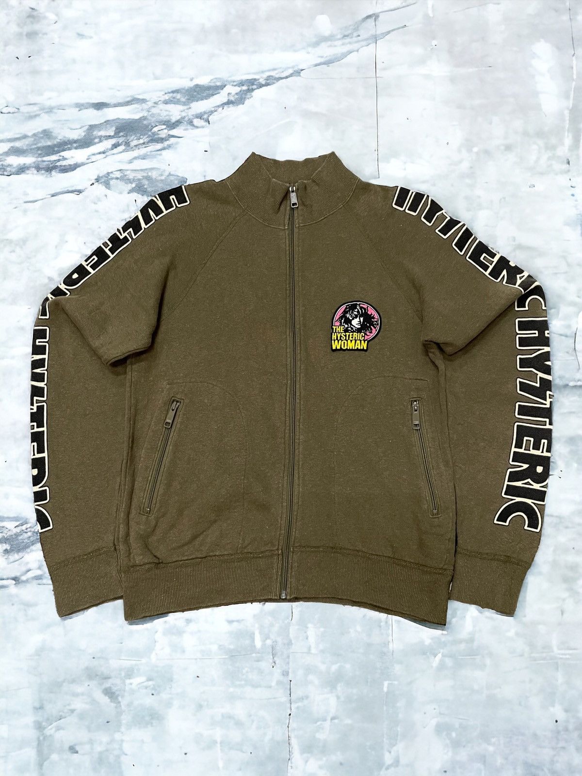 Hysteric Glamour Script On Sleeve Zip Up Sweater Jacket