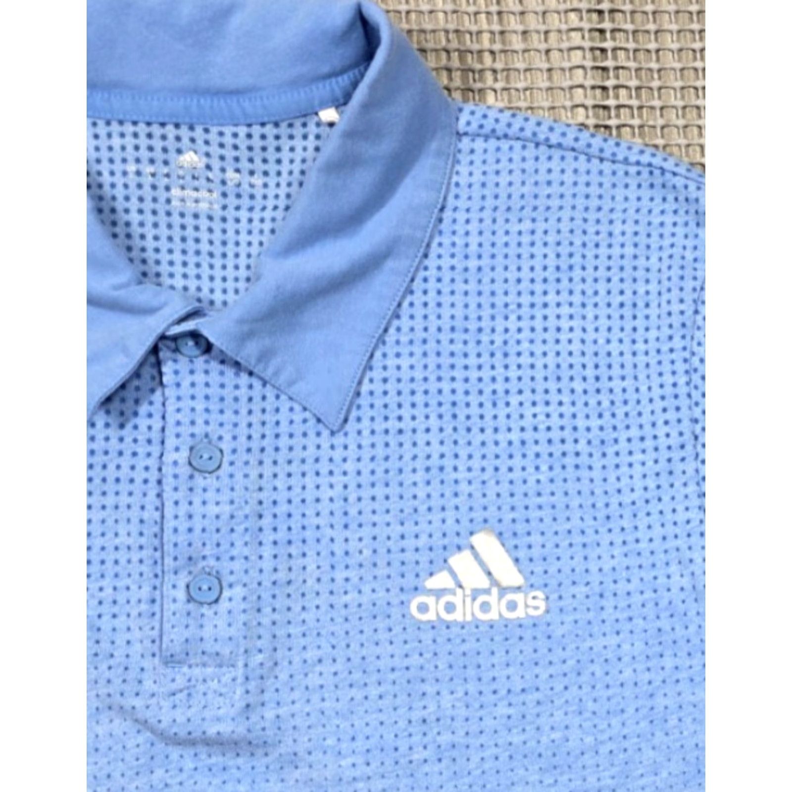 Adidas Adidas Golf Polo Shirt Men L Short Sleeve Blue Polka Dot Athletic Fit Size US L / EU 52-54 / 3 - 3 Thumbnail