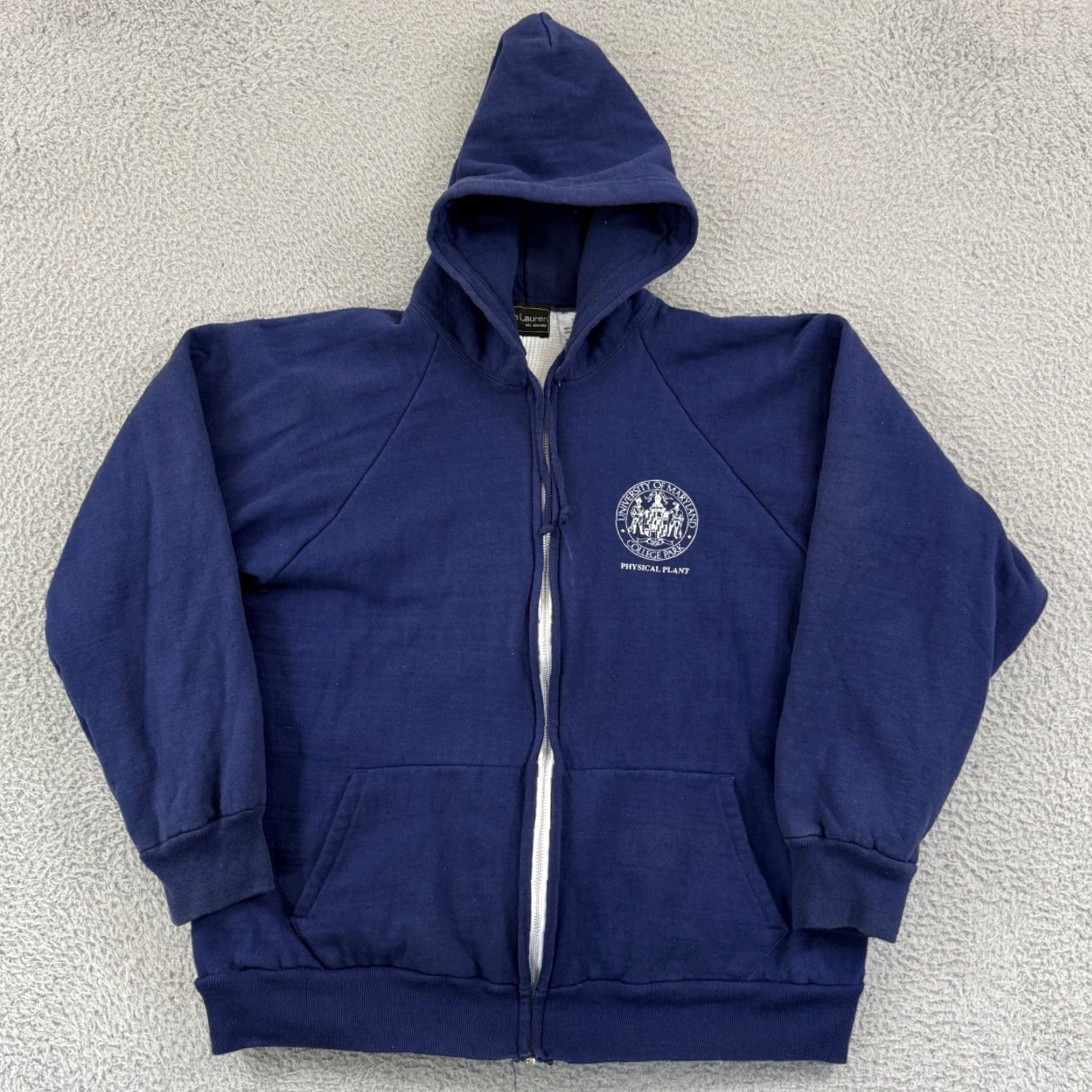 Vintage Vintage Jon Lauren Blue L Sweatshirt Mens Large Zip Hoodie 90s Thermal Lined Full Zip Winter Fall Spring Size US L / EU 52-54 / 3 - 2 Thumbnail