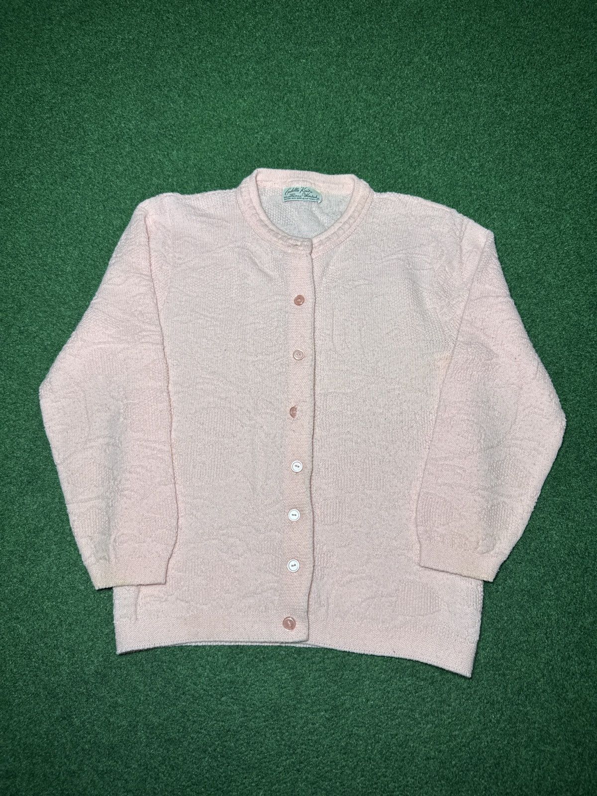 Vintage Vtg 80s Cuddle knit Pink 17x24 XS Cardigan Grandma Sweater Size XS / US 0-2 / IT 36-38 - 1 Thumbnail