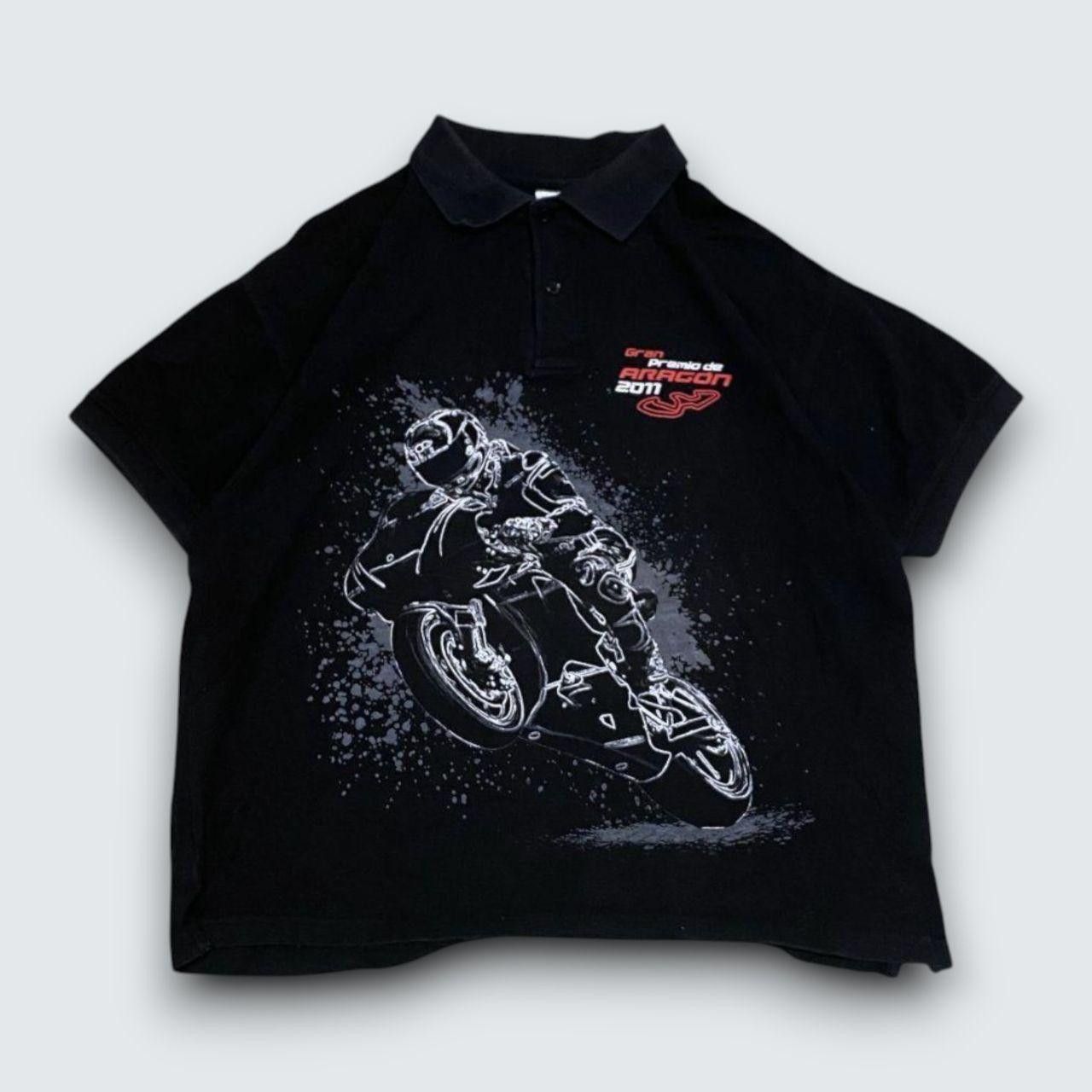 Japanese Brand 00s Motorbike Polo Tee Black Size US L / EU 52-54 / 3 - 1 Thumbnail