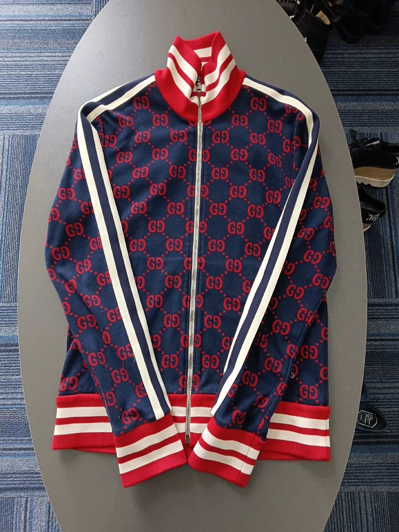 Gucci Gucci Full-print double G side striped long-sleeved zipper Size US S / EU 44-46 / 1 - 1 Thumbnail
