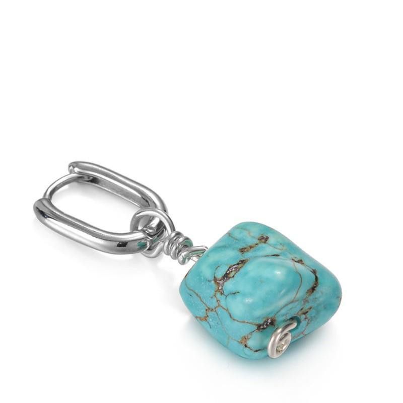 Jewelry × Sterling Silver Turquoise Stone Crazy Earrings One Pairs Chrome Jewelry Size ONE SIZE - 5 Thumbnail