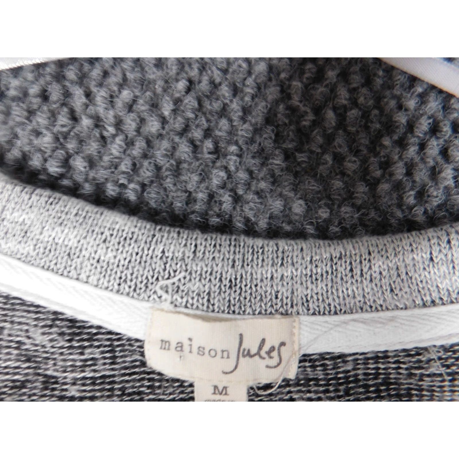 Vintage Maison Jules Blouse Womens Medium Pullover Crew Neck Knit Polyester Rayon Gray Solid Casual Stretch Adults Size M / US 6-8 / IT 42-44 - 6 Thumbnail