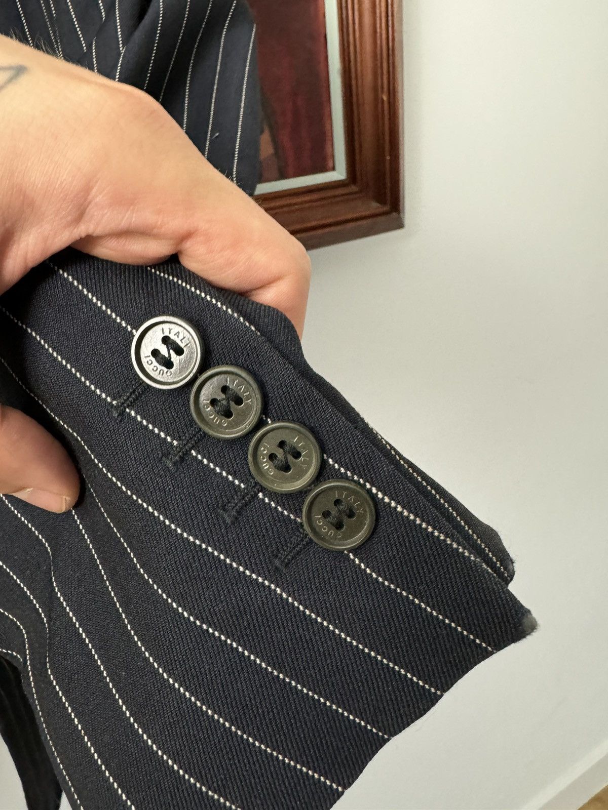 Gucci Gucci Navy Pin-stripe Blazer Vintage Casual Designer Rare Size 50R - 8 Thumbnail