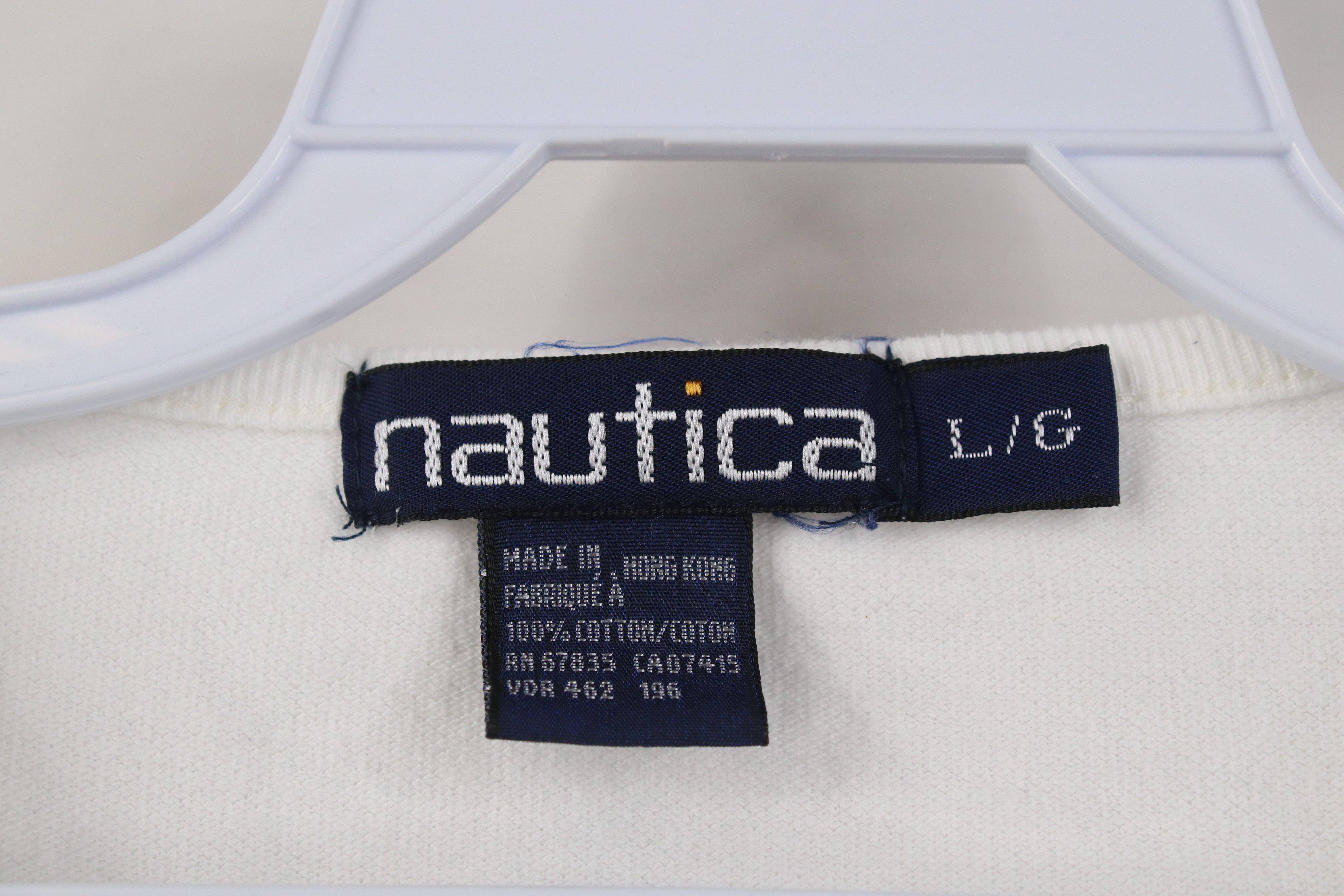 Nautica Vintage 90s Nautica Short Sleeve Henley T-Shirt White Cotton Size US L / EU 52-54 / 3 - 6 Thumbnail