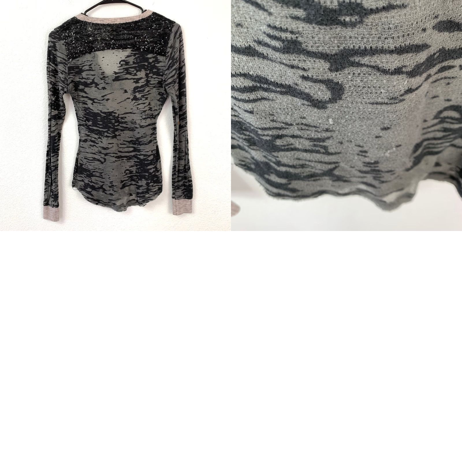 Vintage Y2K Daytrip Women's Long Sleeve Top M Gray Sequin Henley Shirt Twilightcore Size M / US 6-8 / IT 42-44 - 8 Thumbnail