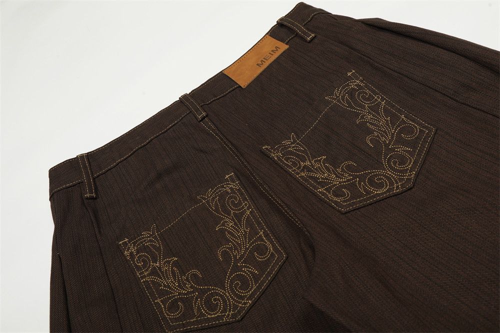 Vintage Men's loose wide-leg cleanfit casual embroidered jeans Size US 32 / EU 48 - 5 Thumbnail