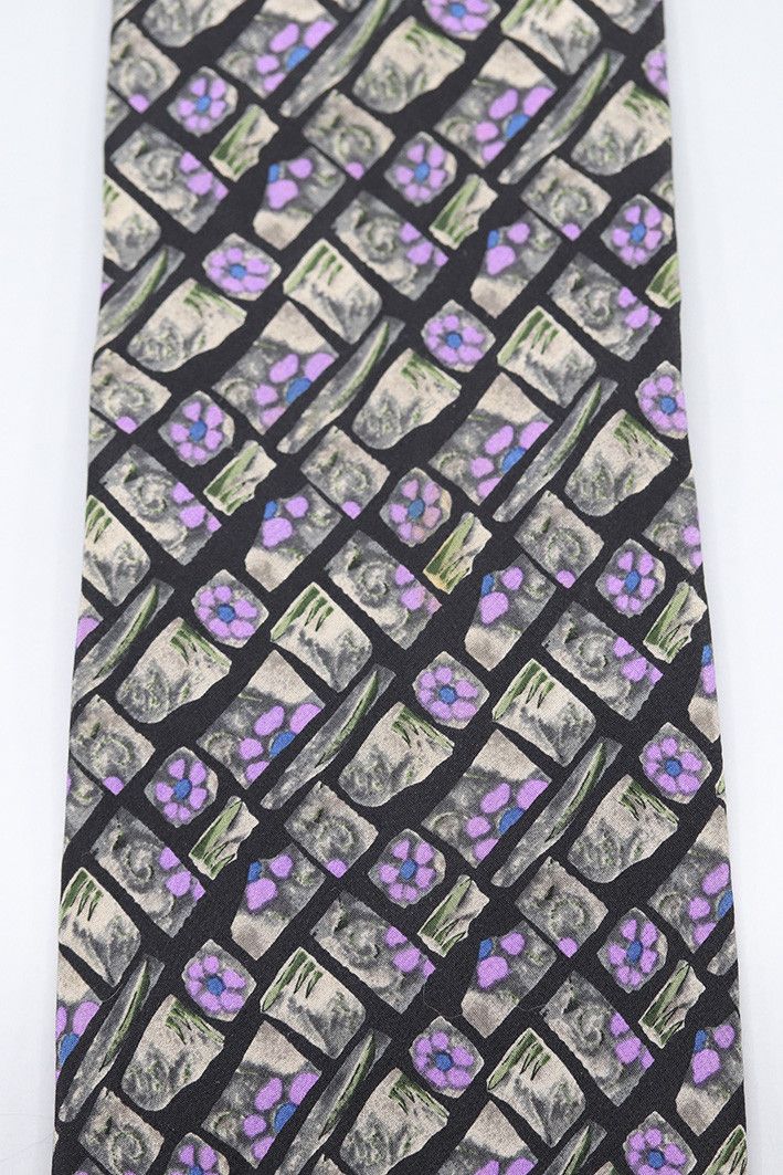 Other J. Garcia Snail Garden Silk Tie – Purple and Stone Print Size ONE SIZE - 5 Thumbnail