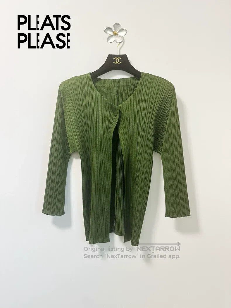 Issey Miyake Issey Miyake Emerald Green Cardigan Coat Size L / US 10 / IT 46 - 1 Thumbnail