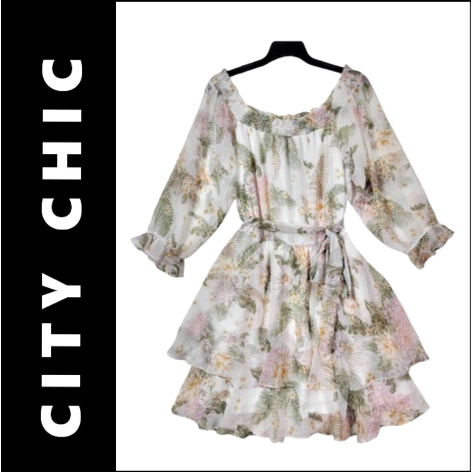 Vintage City Chic Boho Dress Size Large Women Fit & Flare Long Sleeve Floral Layer Belt Size L / US 10 / IT 46 - 1 Preview