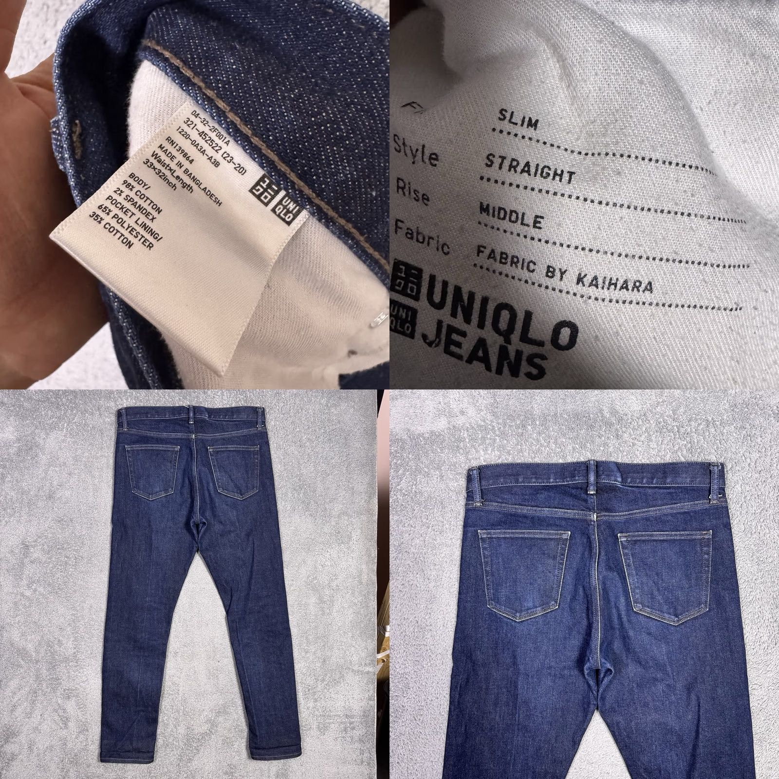 Uniqlo Uniqlo Jeans Selvedge Kaihara Slim Straight Indigo Raw Denim Men’s 33x32 Jeans Slim Straight City Hipster 5-Pocket Mens Size US 33 - 8 Thumbnail