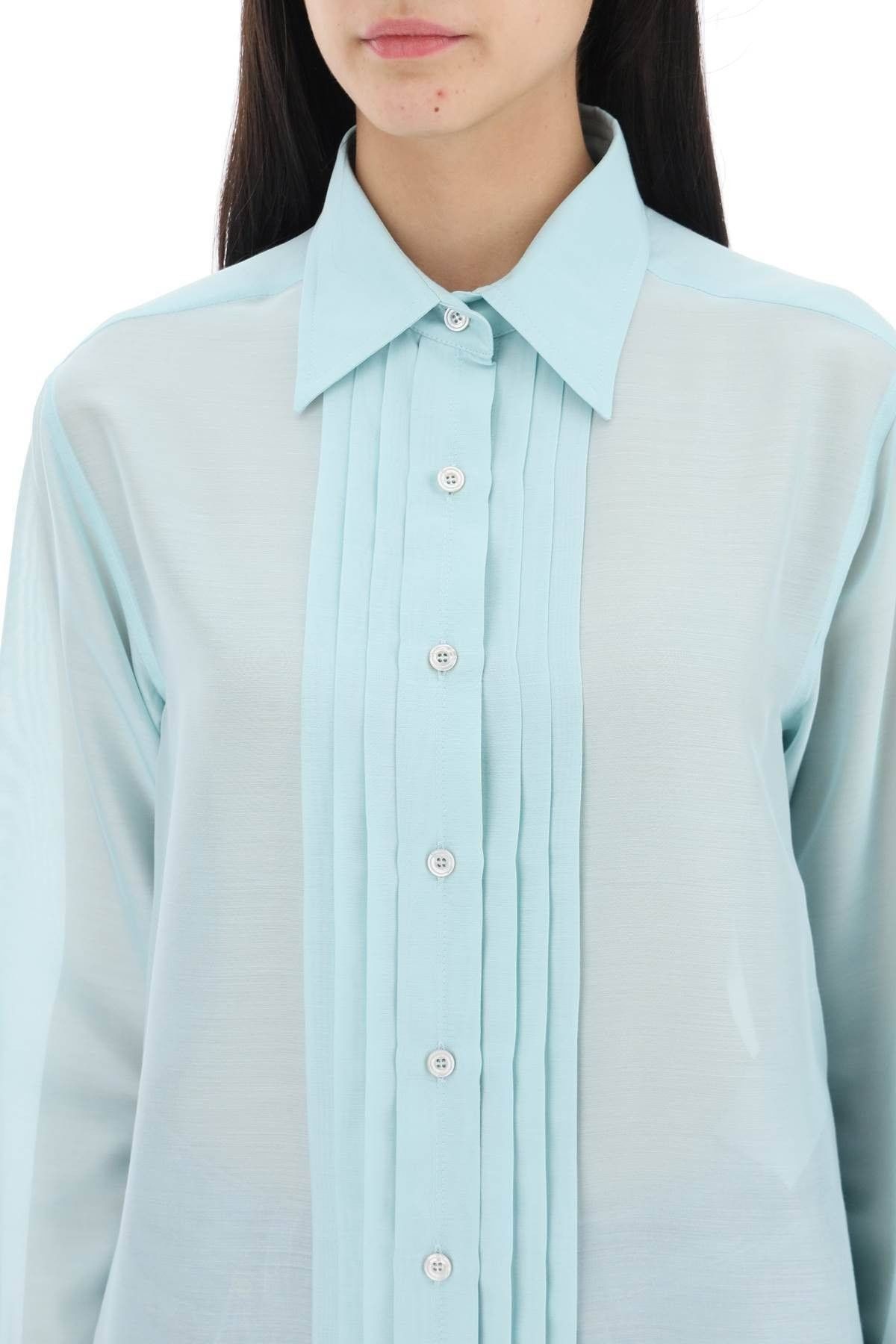 Tom Ford o1w1db10525 CA3254 Plastron Silk Shirt in Light Blue Size M / US 6-8 / IT 42-44 - 5 Thumbnail