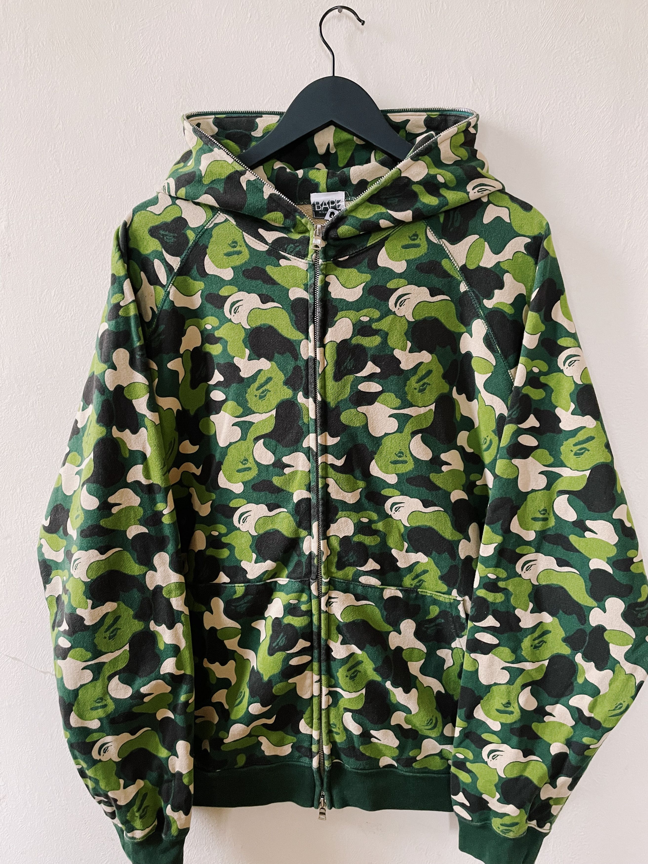 Pre-owned Bape X Vintage Y2k Bape A Bathing Ape Abc Camo Fullzip Hoodie Green