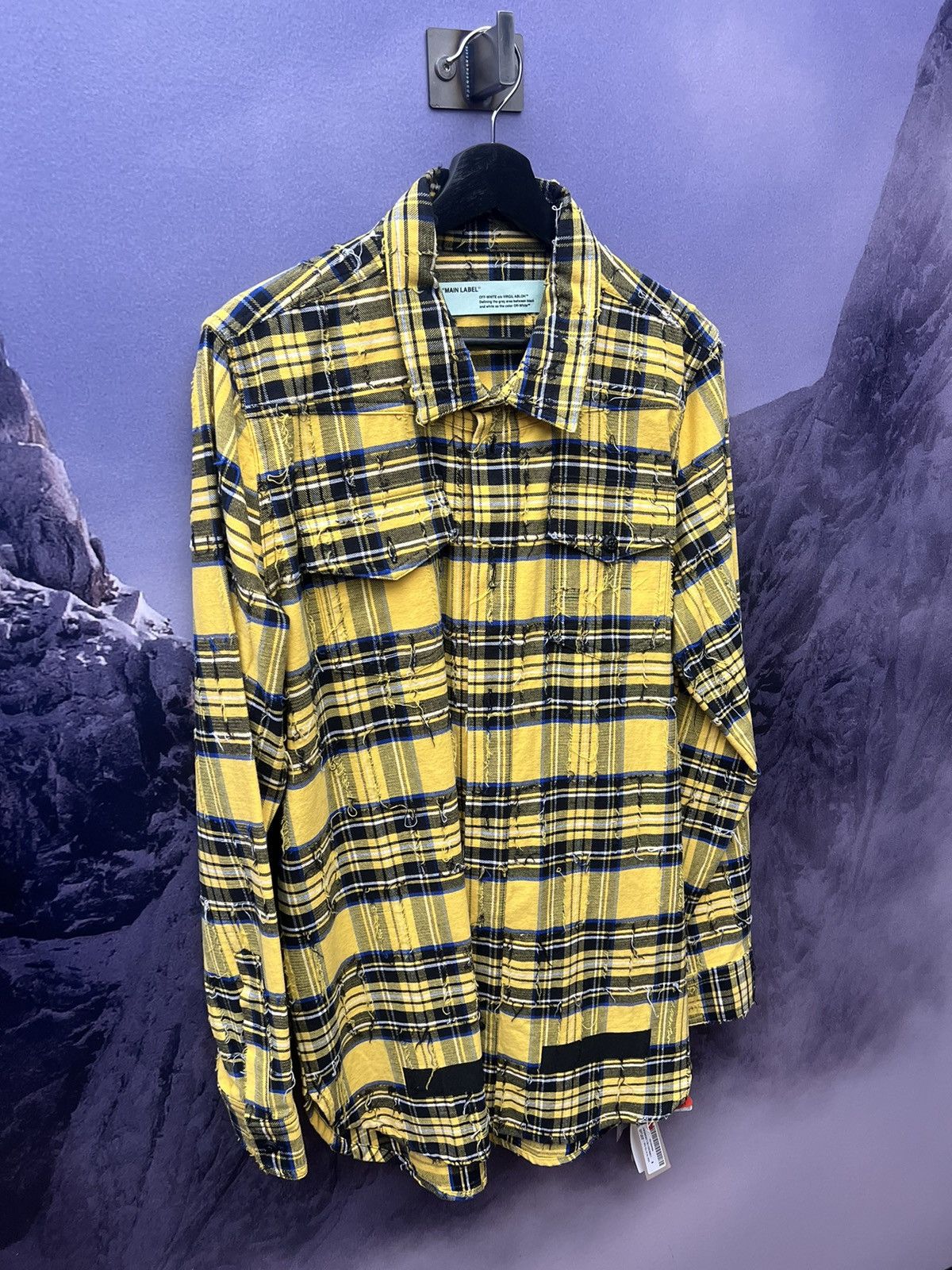 OFF WHITE Distressed Flannel Tops