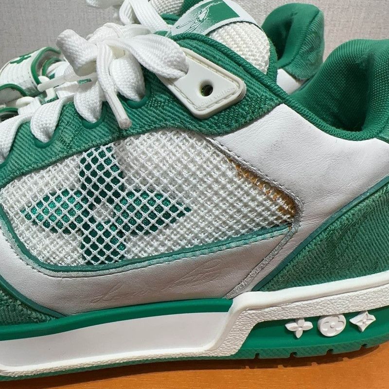 Louis Vuitton Louis Vuitton Trainer Low-Top Sneakers in White and Green - Size US 8 / EU 41 - 7 Thumbnail