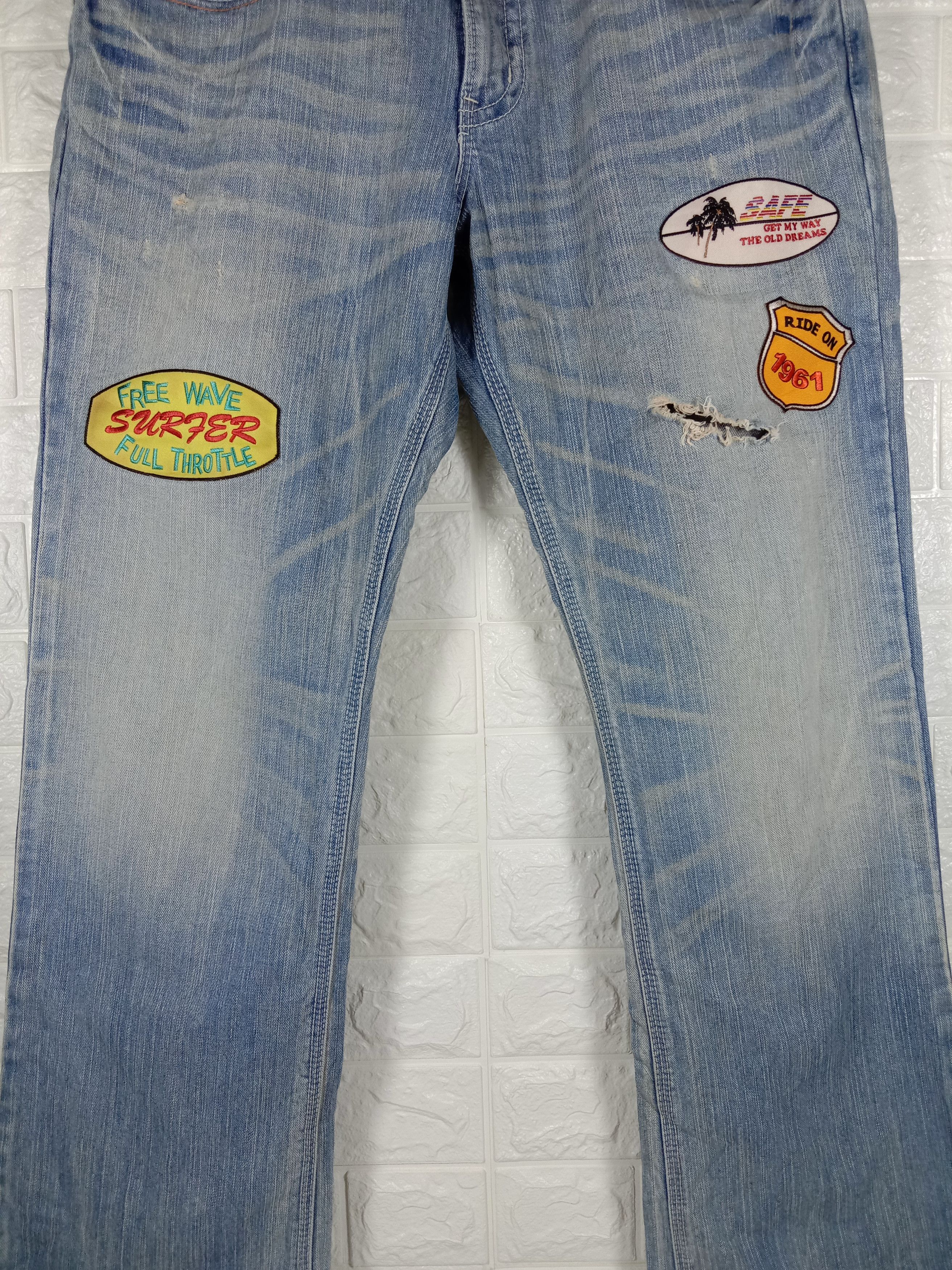 Edwin Vintage Edwin XV Buckle Back Patched Flare Jeans Size US 34 / EU 50 - 3 Thumbnail
