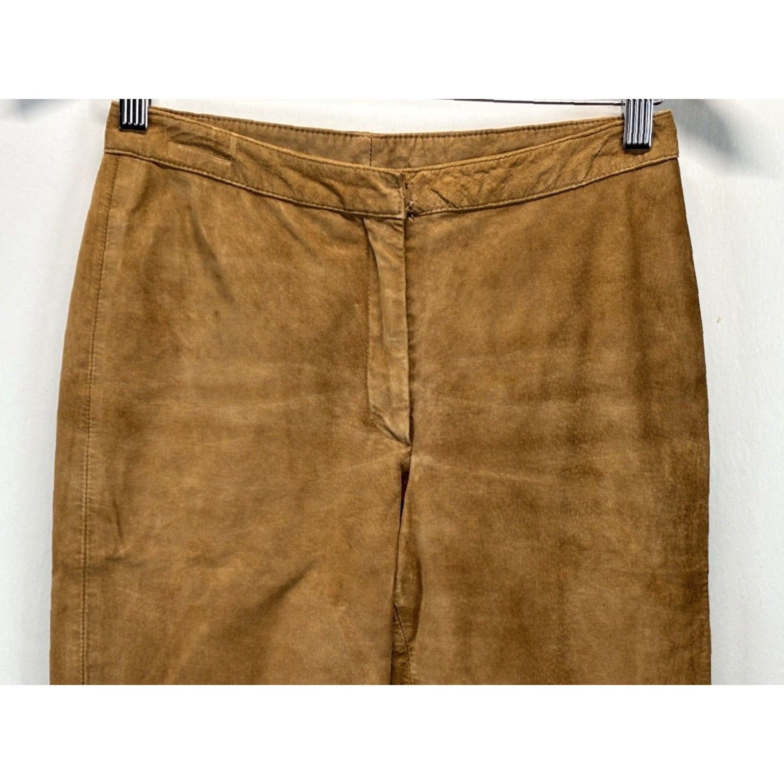 Vintage Womens INC International Concepts Suede Leather Lined Straight Brown Pants Size 4 Size 27" / US 4 / IT 40 - 2 Thumbnail