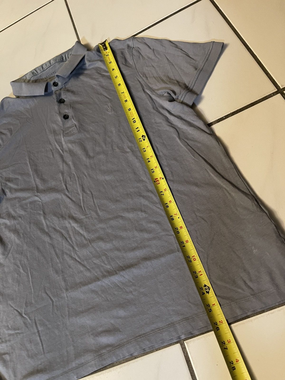 Allsaints All Saints Shirt Gray Blue Polo Ramskull Mens XL Slim Fit Size US XL / EU 56 / 4 - 4 Thumbnail