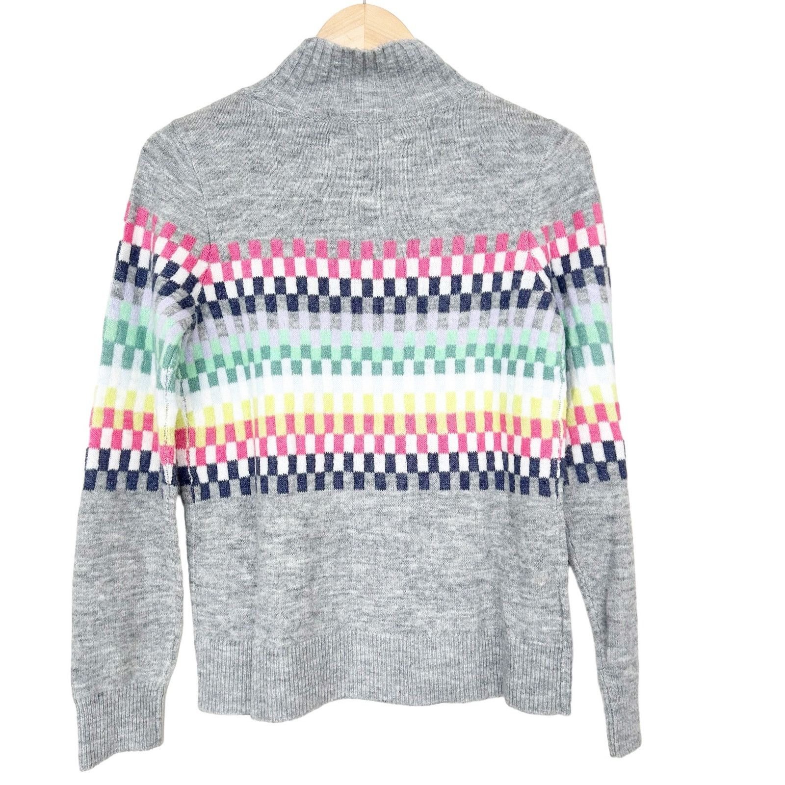 Loft Loft Wool Blend Gray Checkered Sweater Sz XS Size XS / US 0-2 / IT 36-38 - 4 Thumbnail