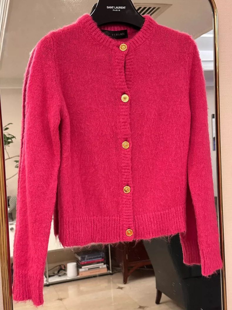 Versace Versace Classic peach pink mohair cardigan Size S / US 4 / IT 40 - 3 Thumbnail