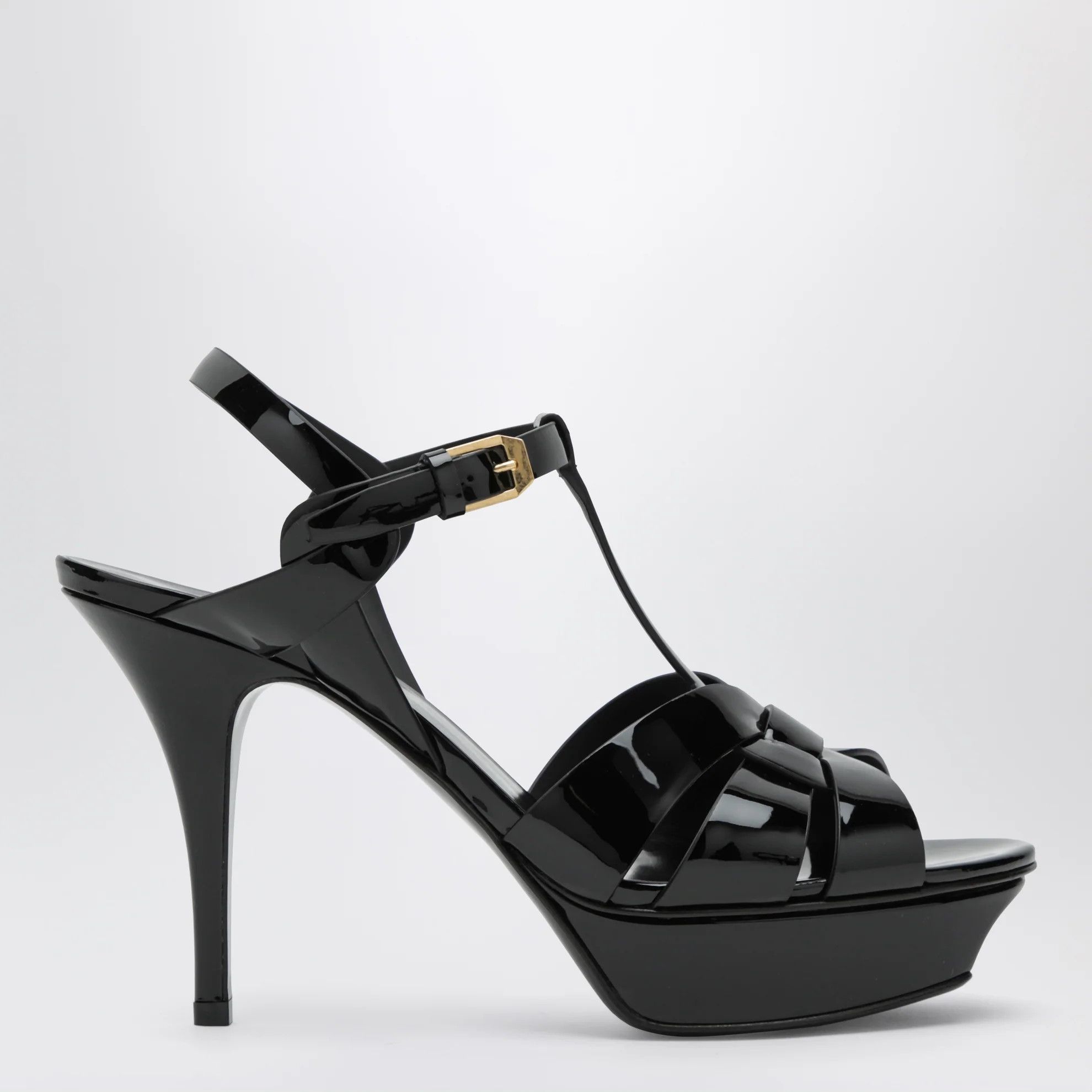 Saint Laurent Paris o1d2blof0526 Patent Leather Sandals in Black Size US 8 / IT 38 - 1 Thumbnail
