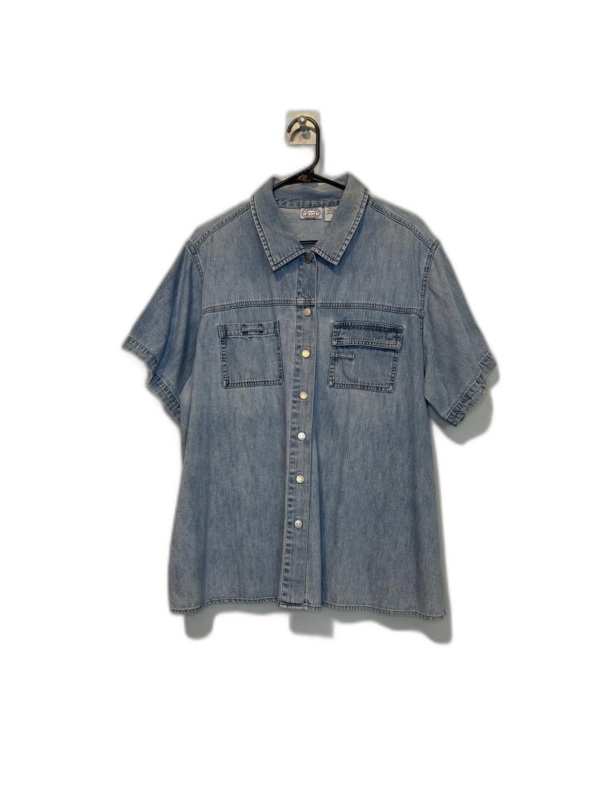 Designer Vintag Denim Jean Button Up Shirt Size 3XL / US 20-22 - 1 Thumbnail