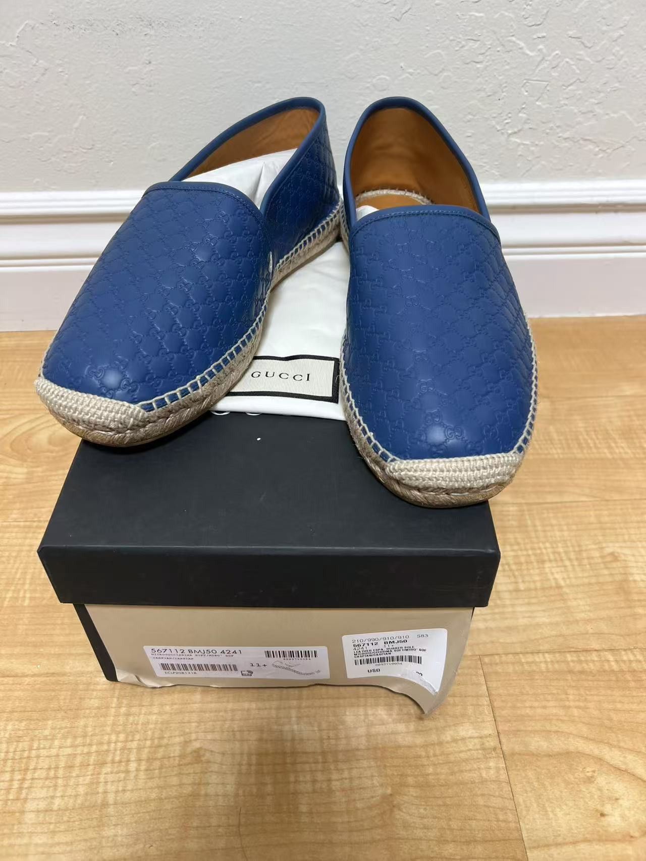GUCCI Microguccissima Pattern Leather Espadrilles