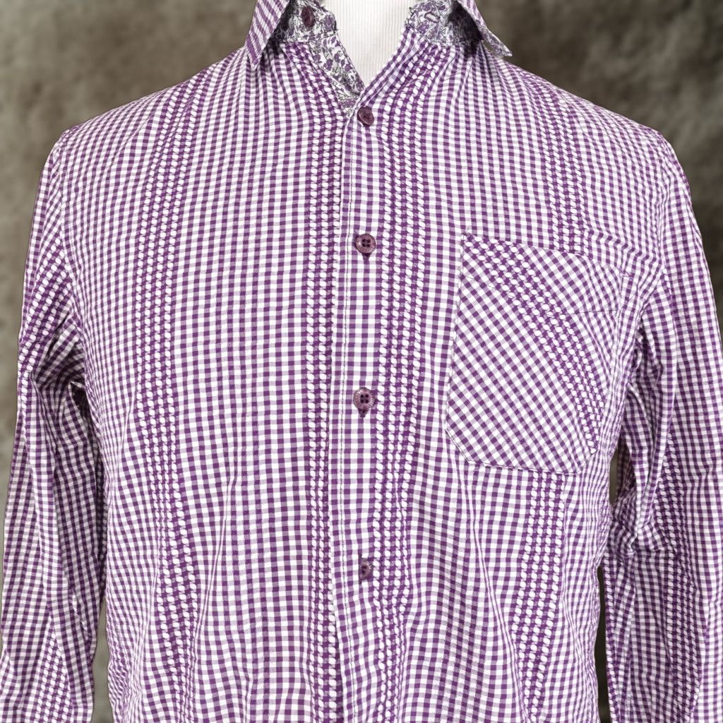 English Laundry English Laundry unisex adult long sleeve check button-up shirt size M purple casual formal workwear 2020s Size US M / EU 48-50 / 2 - 1 Thumbnail