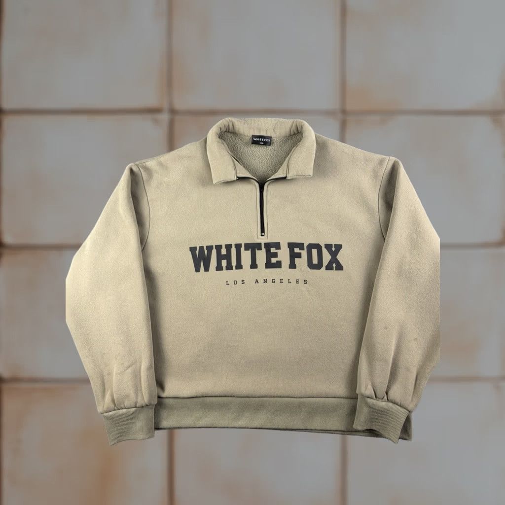Vintage White Fox Sweatshirt Pullover Zip White S Women Activewear Logo Fleece Collared Solid Pullover 90s? Size S / US 4 / IT 40 - 1 Thumbnail