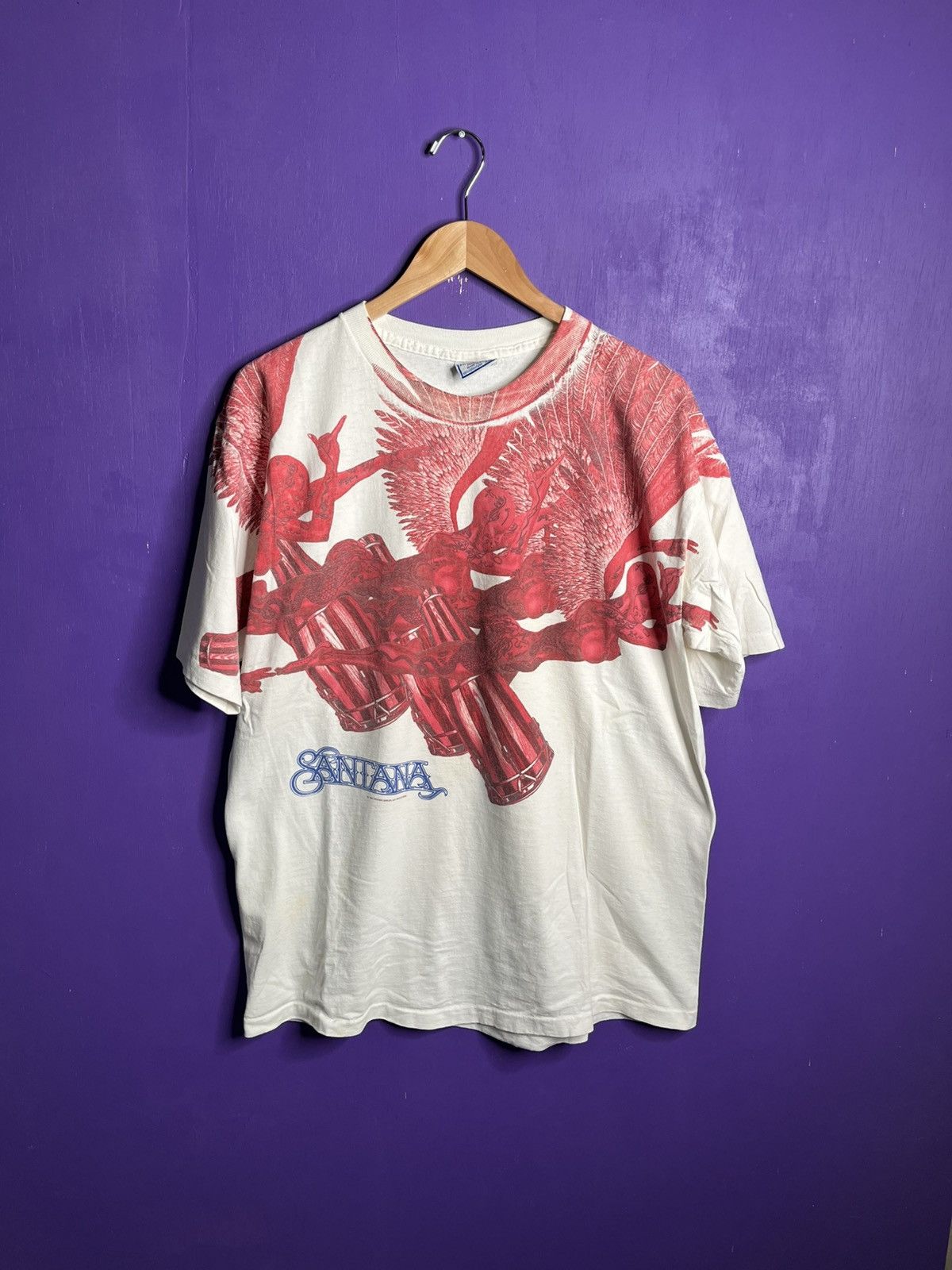 Band Tees × Vintage Vintage 1995 Carlos Santana angels drums t-shirt Size US XL / EU 56 / 4 - 1 Thumbnail
