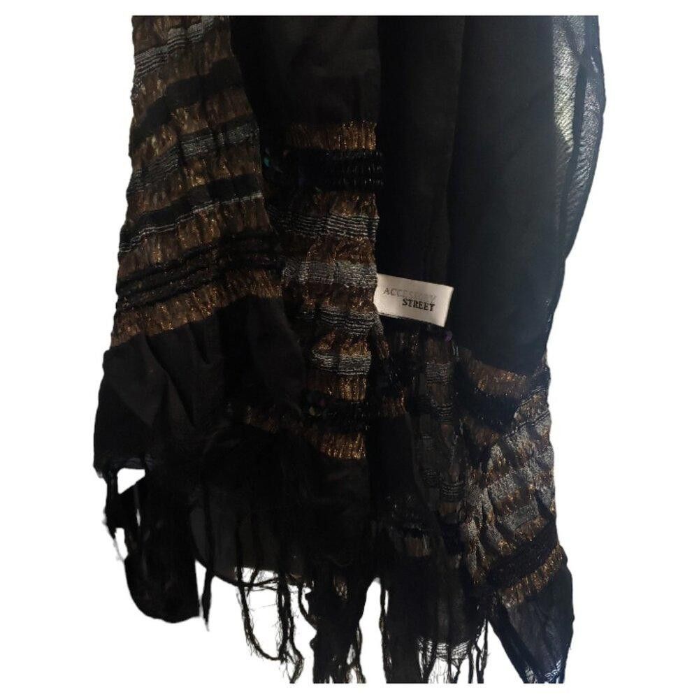Designer CT1679 Accessory Street Black Sequined Wrap/Scarf OS Size ONE SIZE - 4 Thumbnail