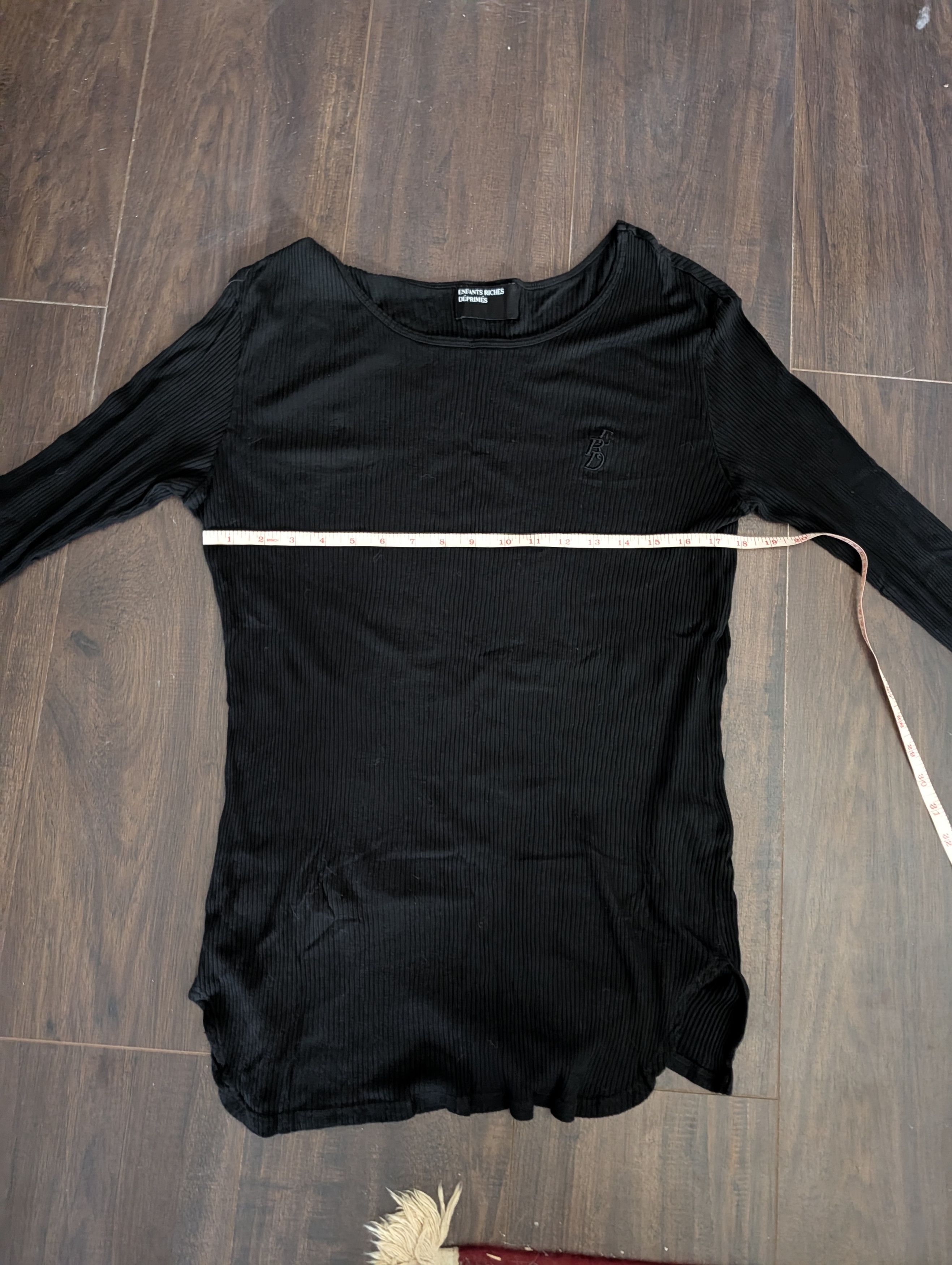 Enfants Riches Deprimes ICONIC Black Ribbed E.R.D. logo embroidered cotton L/S shirt Size US L / EU 52-54 / 3 - 13 Thumbnail