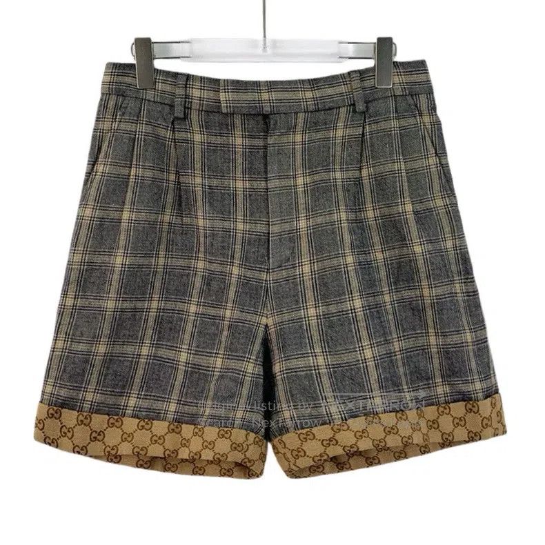 Gucci Gucci Colour-blocked plaid logo jacquard stitching linen c Size 27" / US 4 / IT 40 - 1 Thumbnail