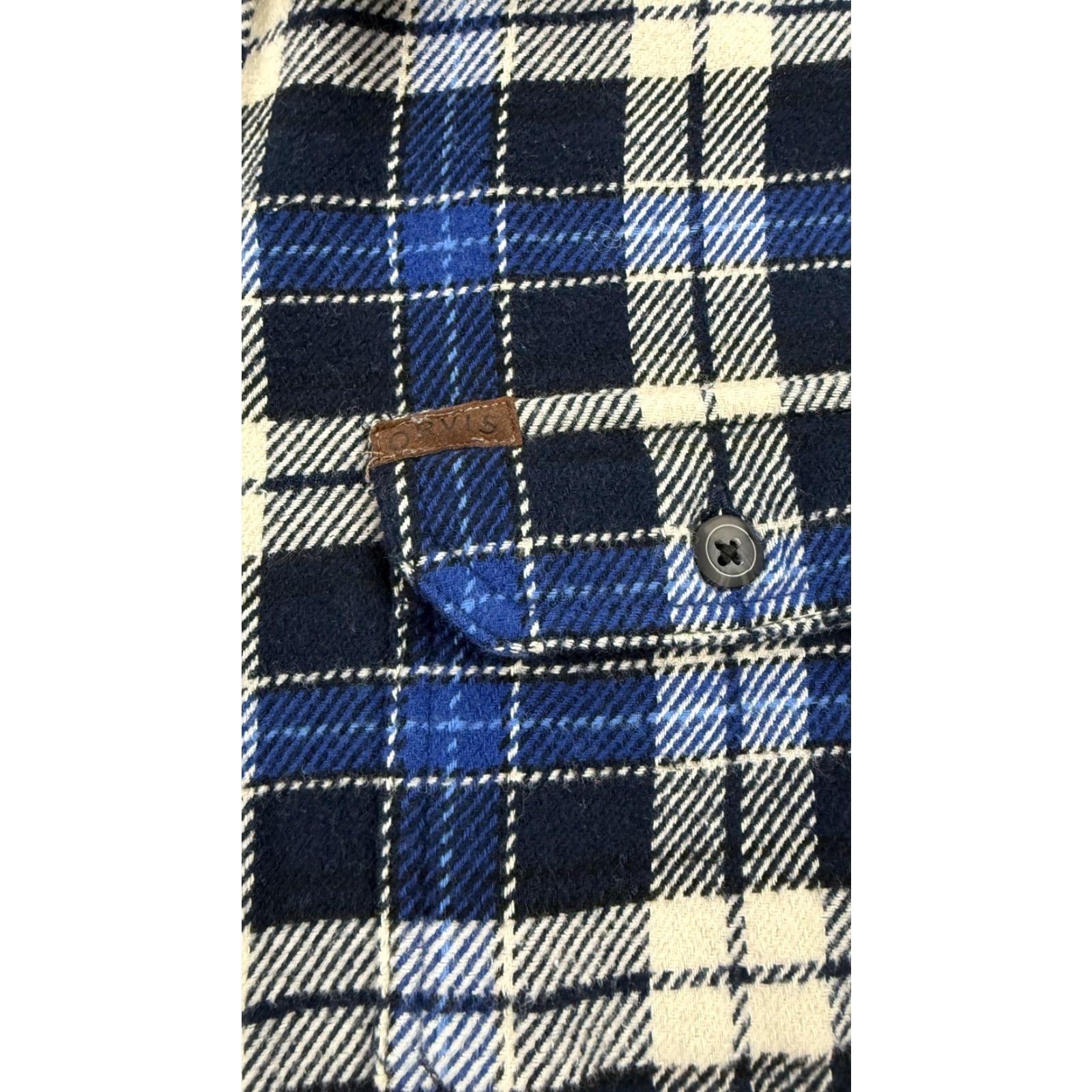 Orvis VINTAGE Orvis Flannel Shirt Jacket Mens XL Blue Plaid Lined Hand Pockets Button Front Size US XL / EU 56 / 4 - 4 Thumbnail