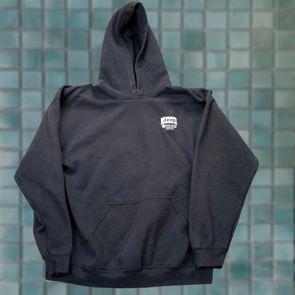 Gildan Jeep Hoodie Mens Large Black Car Logo Cotton Fleece Kangaroo Pockets Pullover Size US L / EU 52-54 / 3 - 1 Thumbnail