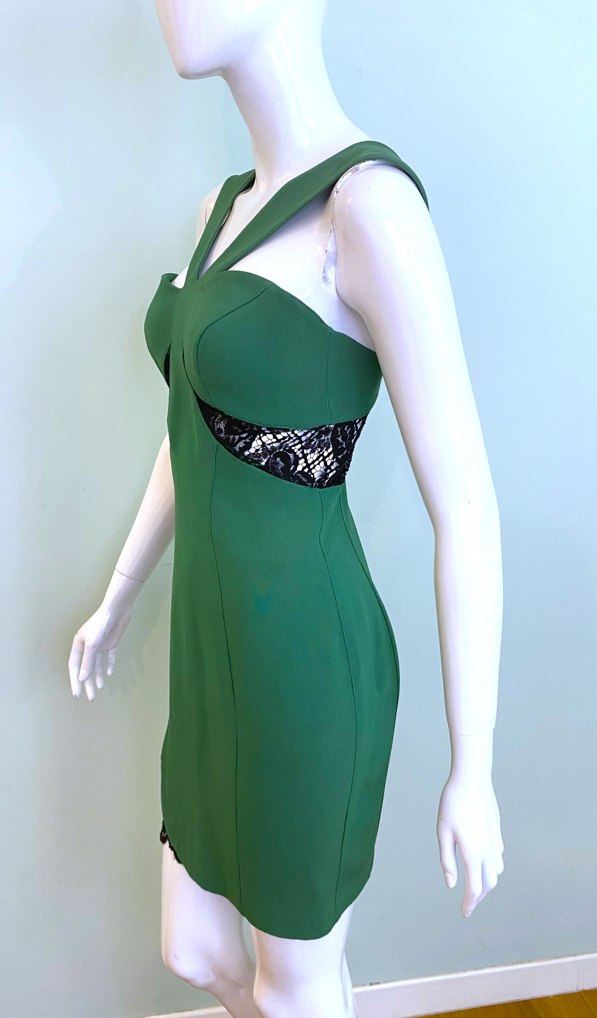 Thierry Mugler Thierry Mugler 1992 S/S Lace Crepe Demi Moore Bustier Dress Size M / US 6-8 / IT 42-44 - 8 Thumbnail