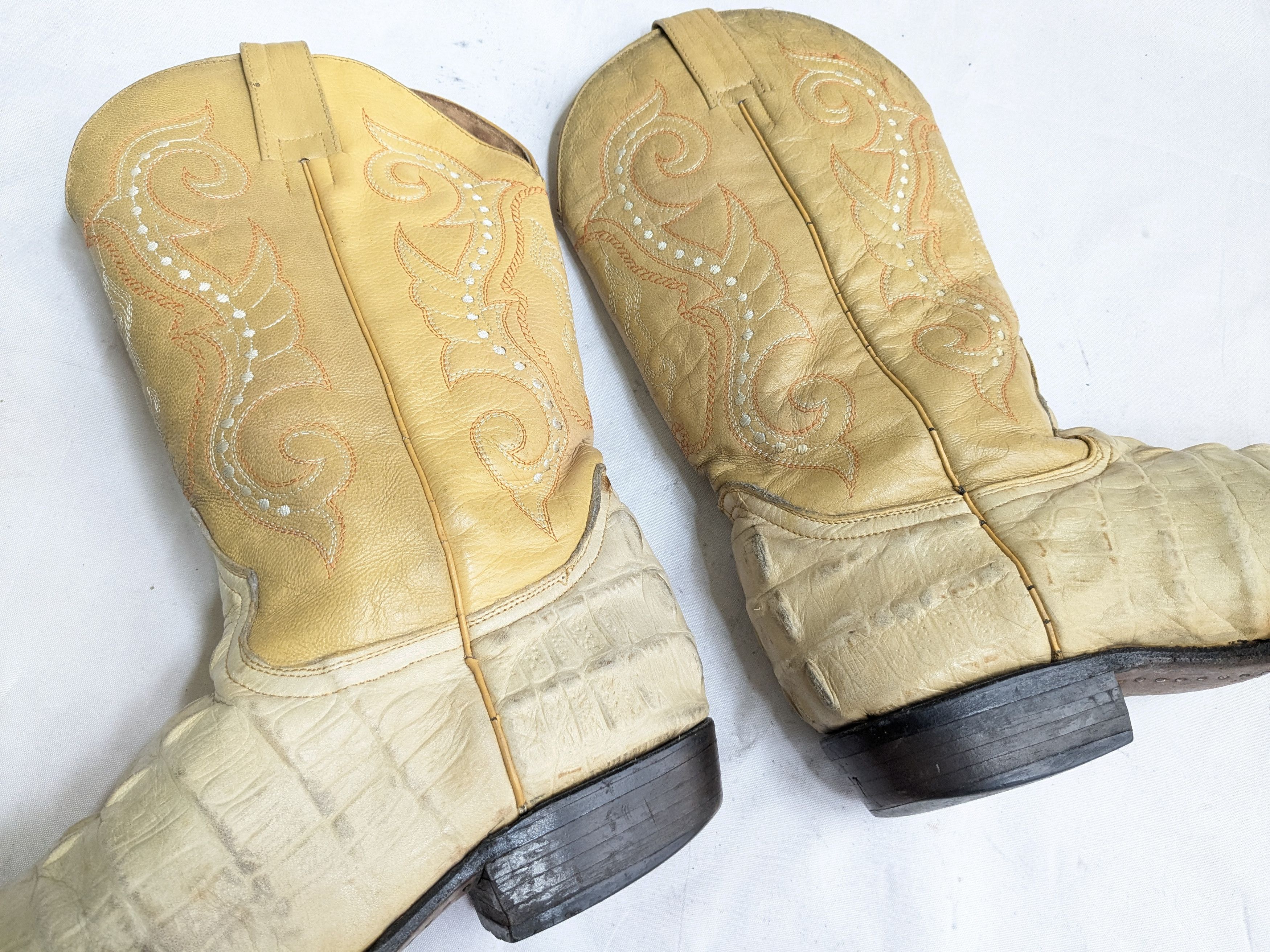 Other Vintage Cowboy Boots Yellow Crocodile Leather 9 Size US 9 / EU 42 - 5 Thumbnail
