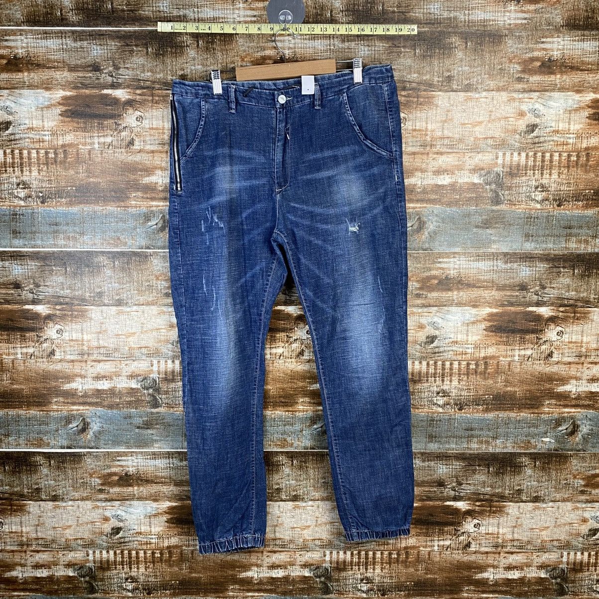Japanese Brand DL Raw Blue Vintage faded Denim Pants #C1252 Size US 35 - 1 Thumbnail