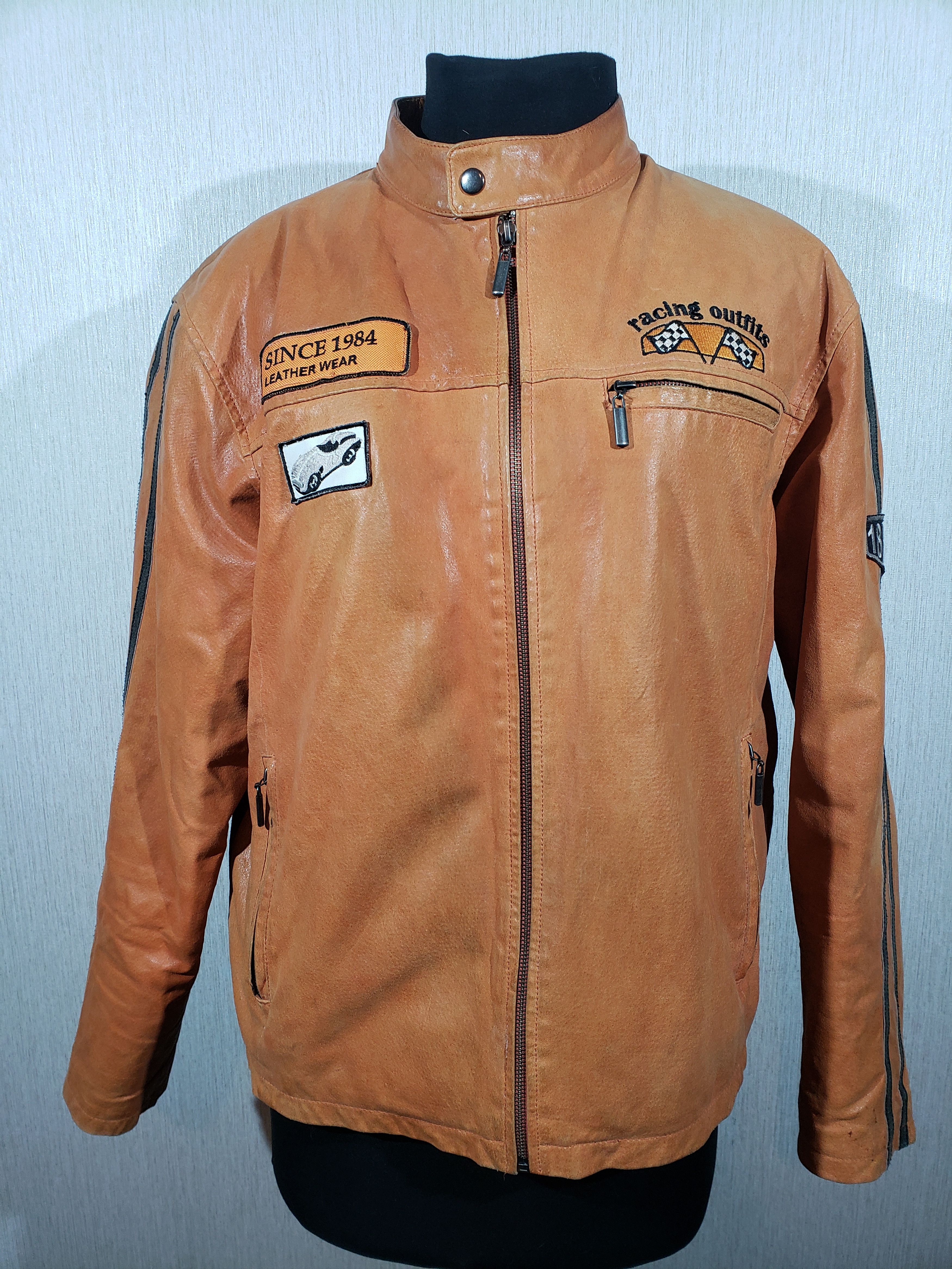 Other Stylish men's leather jacket with stripes. Size US L / EU 52-54 / 3 - 1 Thumbnail