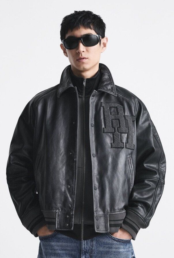 ZARA rhuigi RHUDE cropped leather jacket black, XL/44( Runs