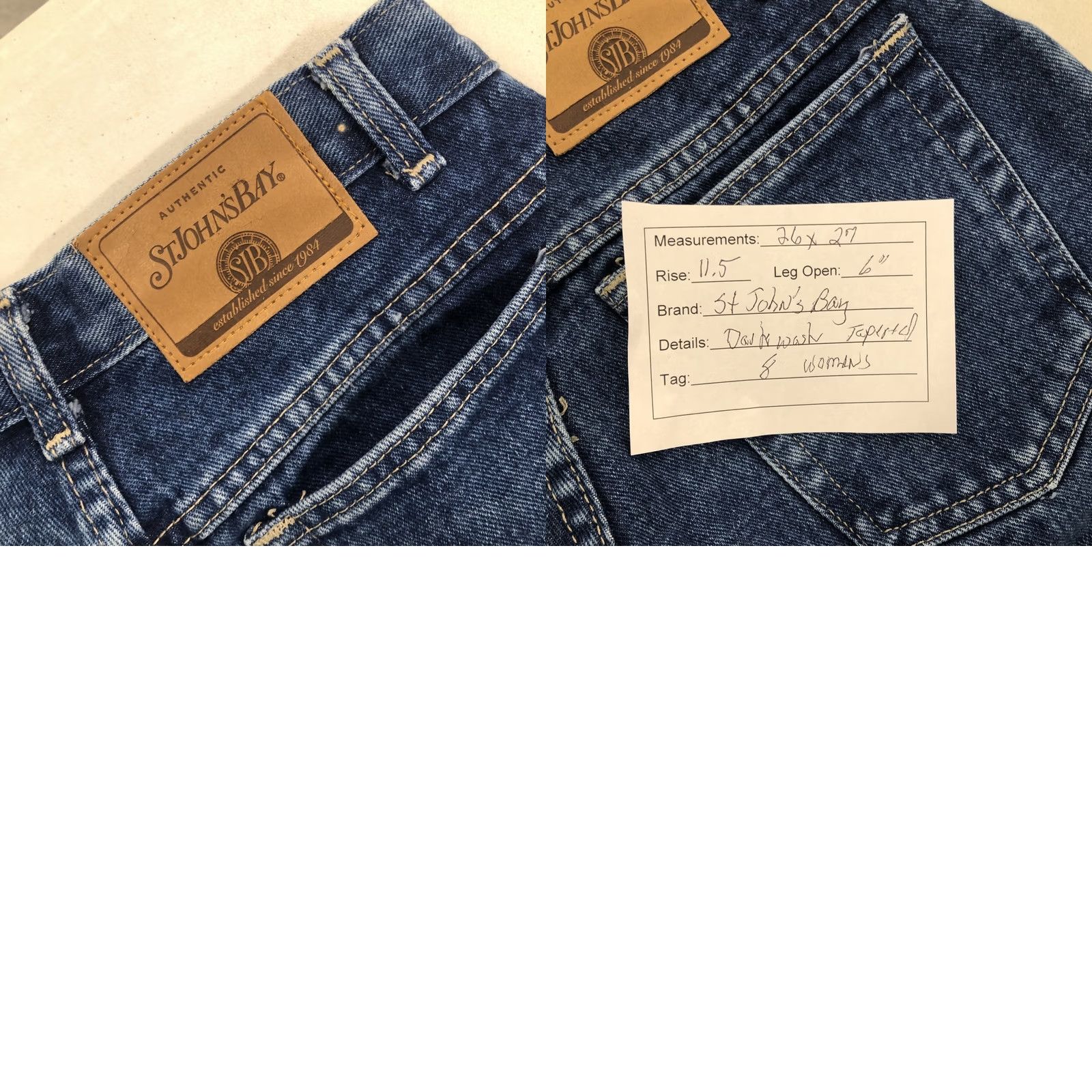 Vintage St. John's Bay Jeans Straight Leg Women's Denim High Rise Dark Wash size 8 Regular 26x27 Cotton 100% Blue Tapered City 90s Mens Women Girls Men Size 30" / US 8 / IT 44 - 9 Thumbnail